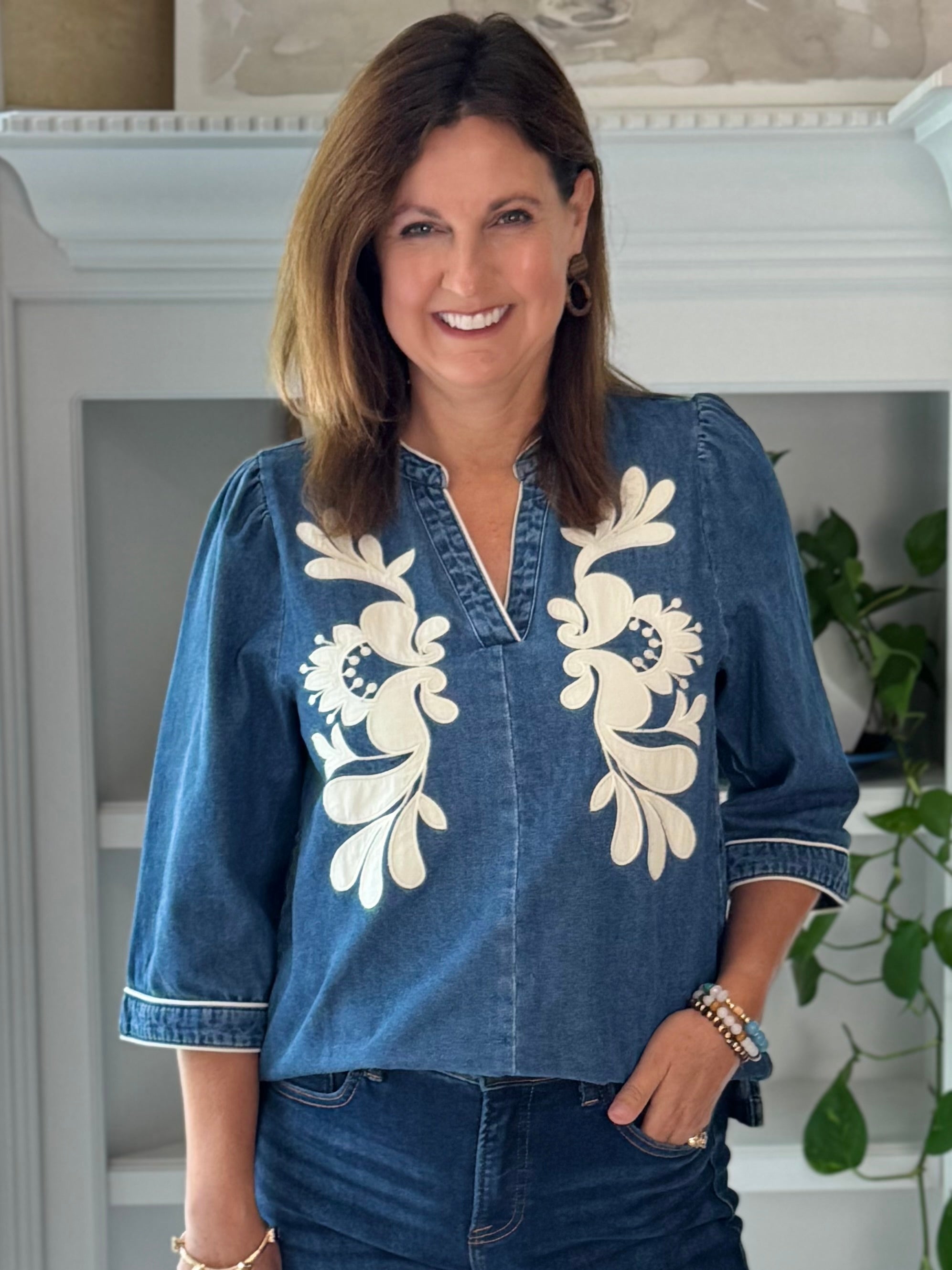 Denim & Grace Applique Top