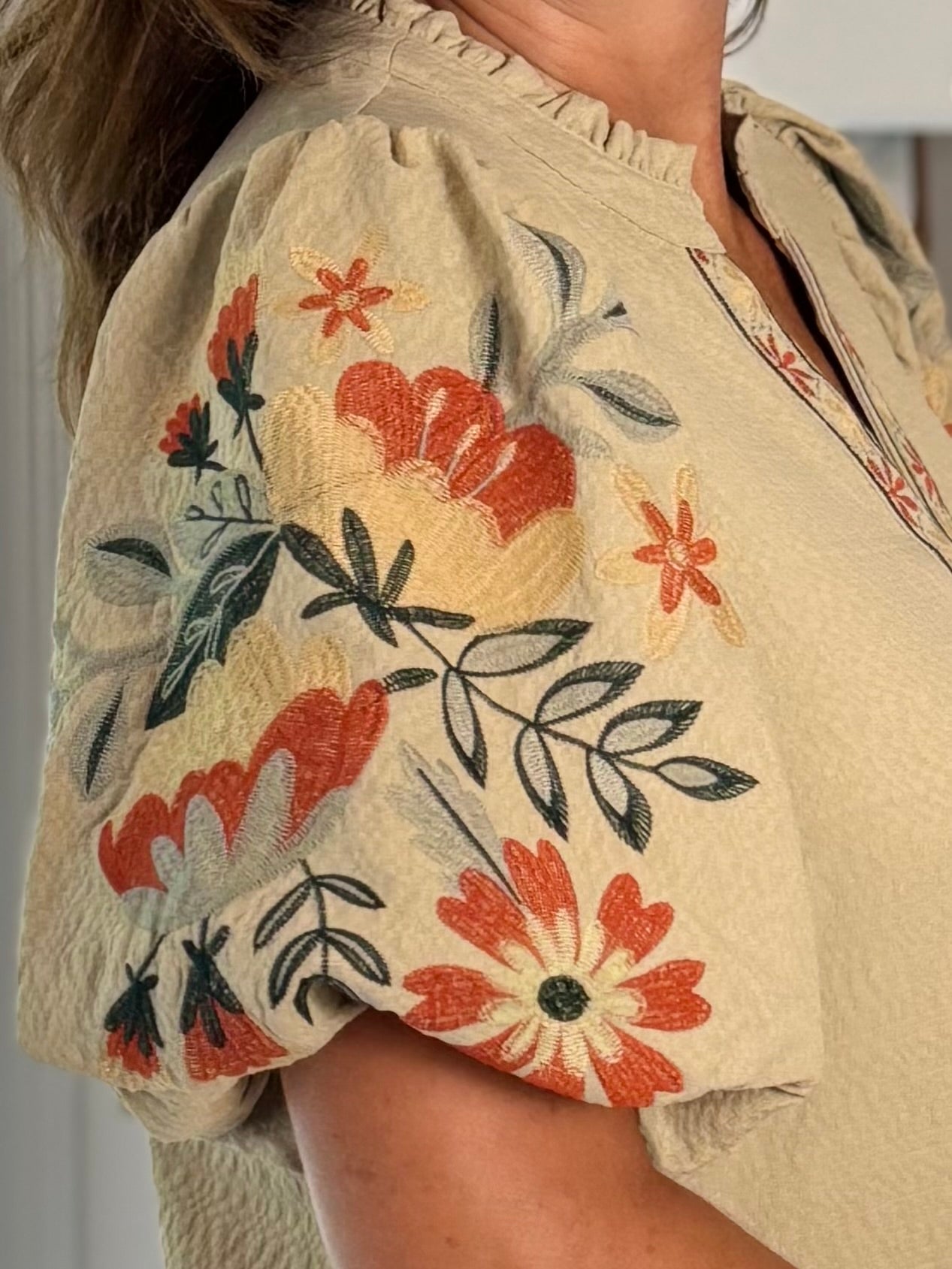 Willow Sage Embroidered Top