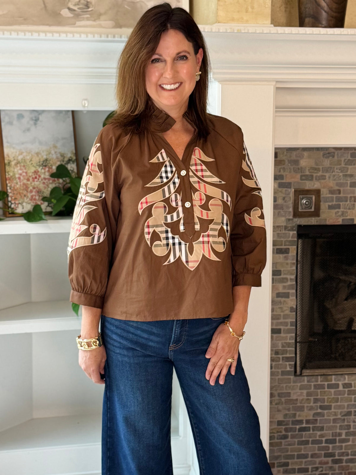 Art of Plaid Embroidered Top