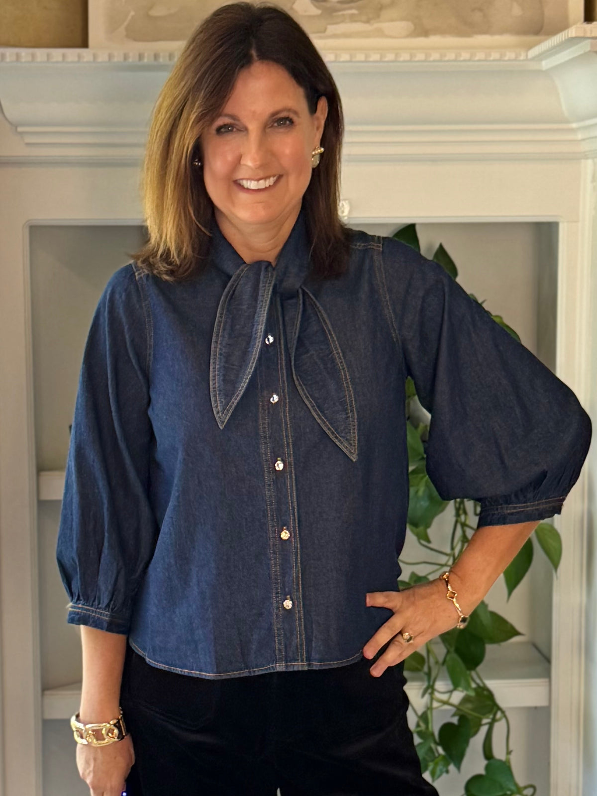 Denim With a Twist Tie Top