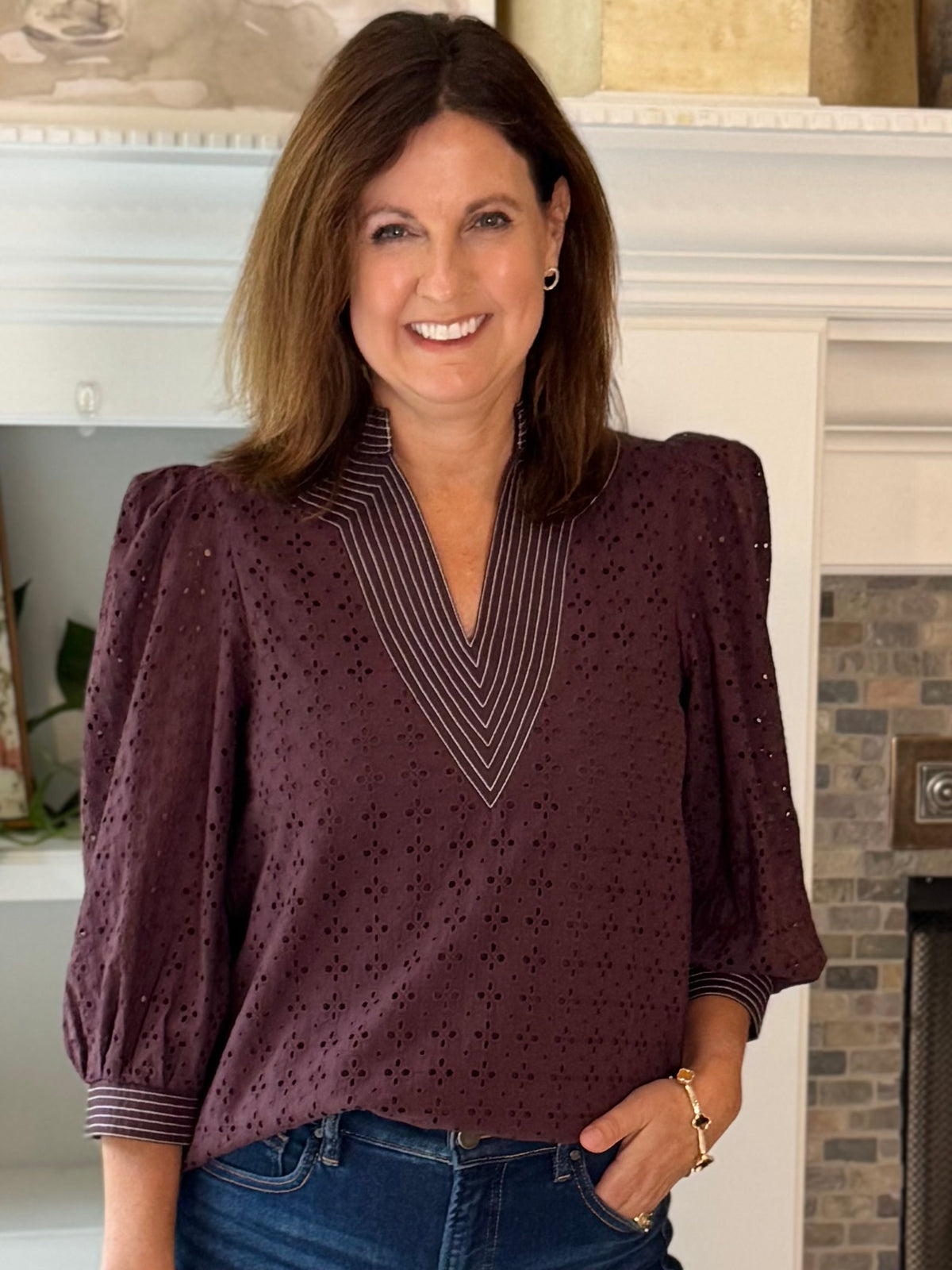 Espresso Allure Eyelet Top