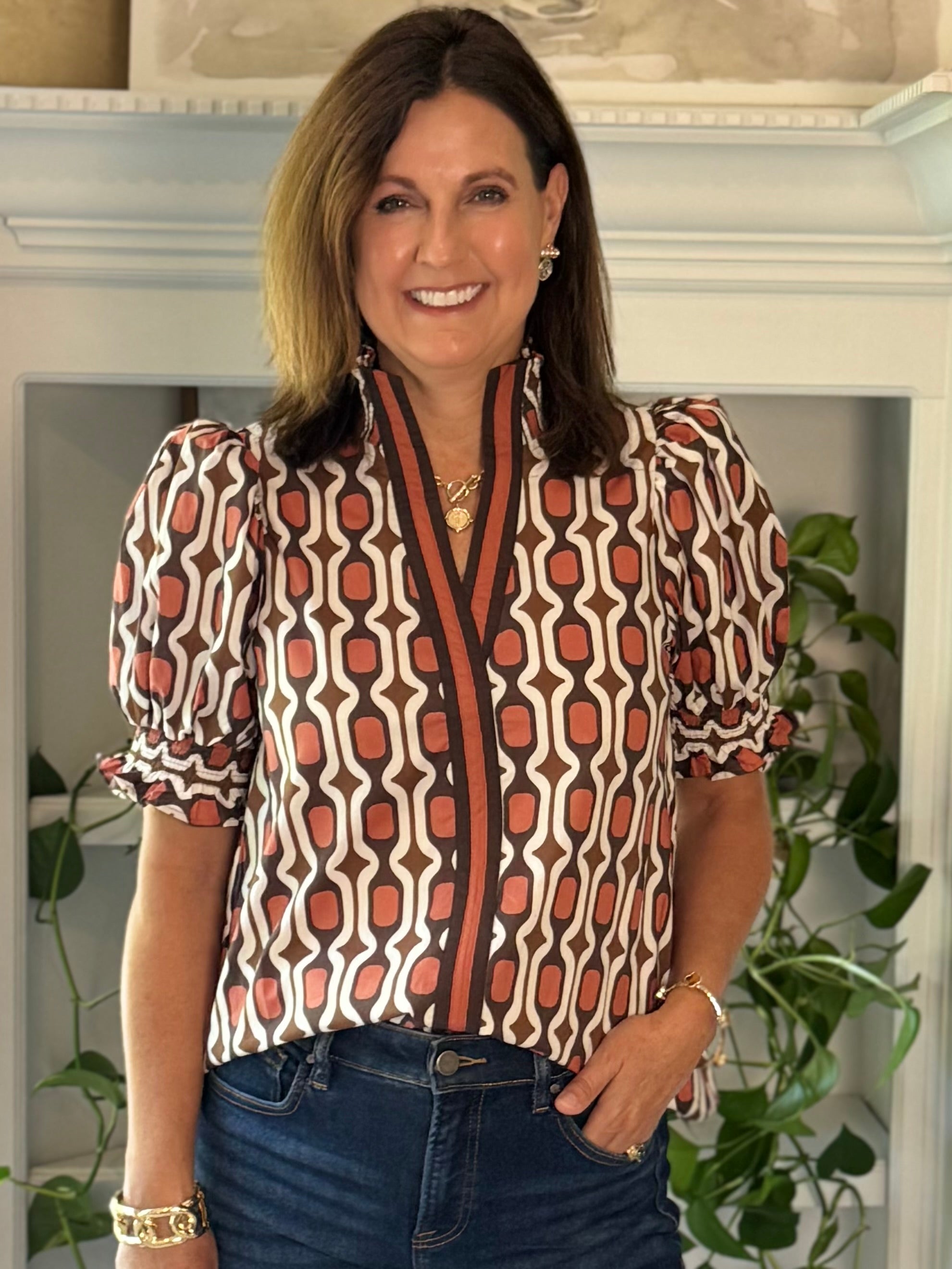 Fall Rewind Print Top
