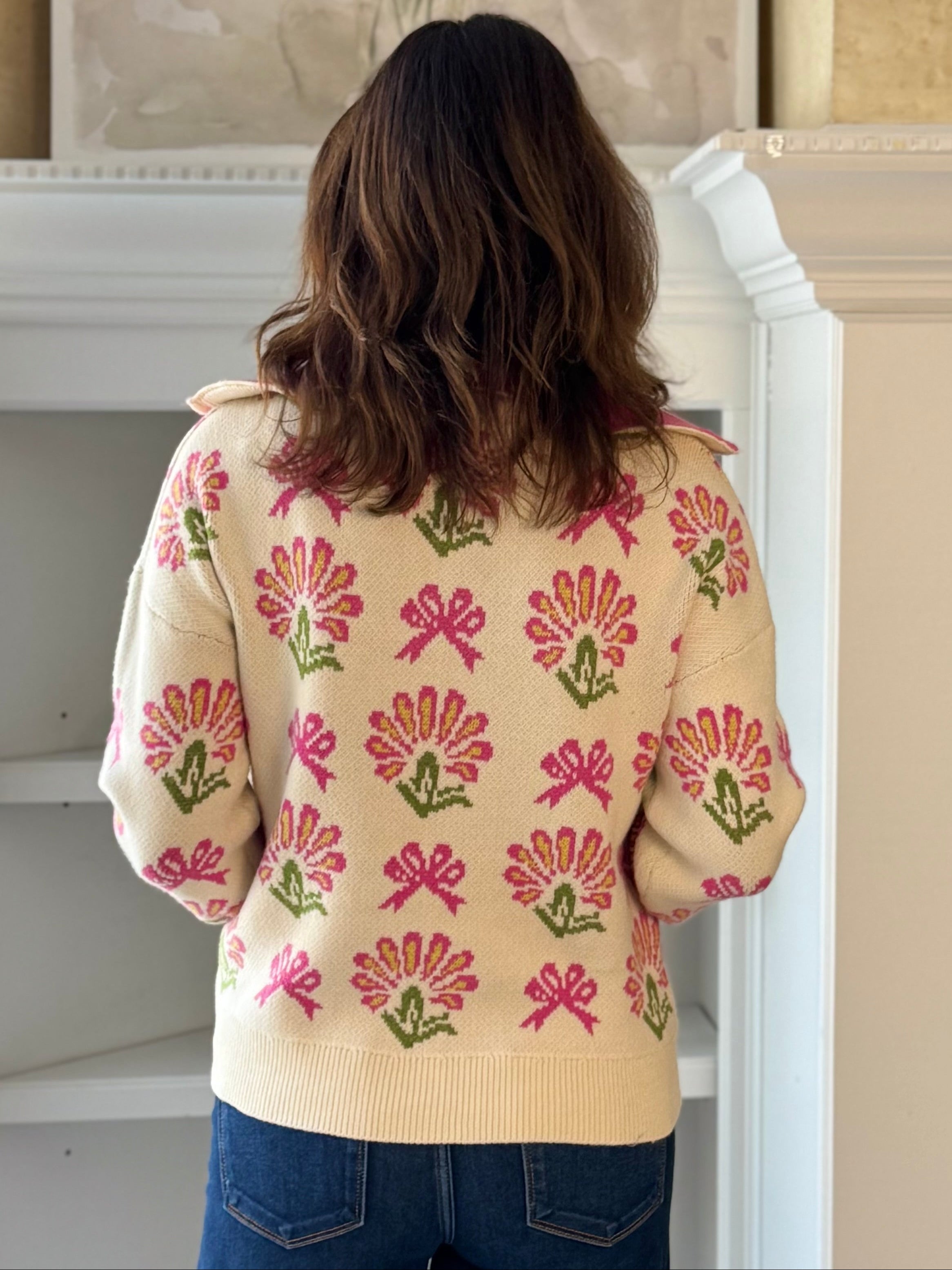 Pretty in Pink Quarter-Zip Sweater