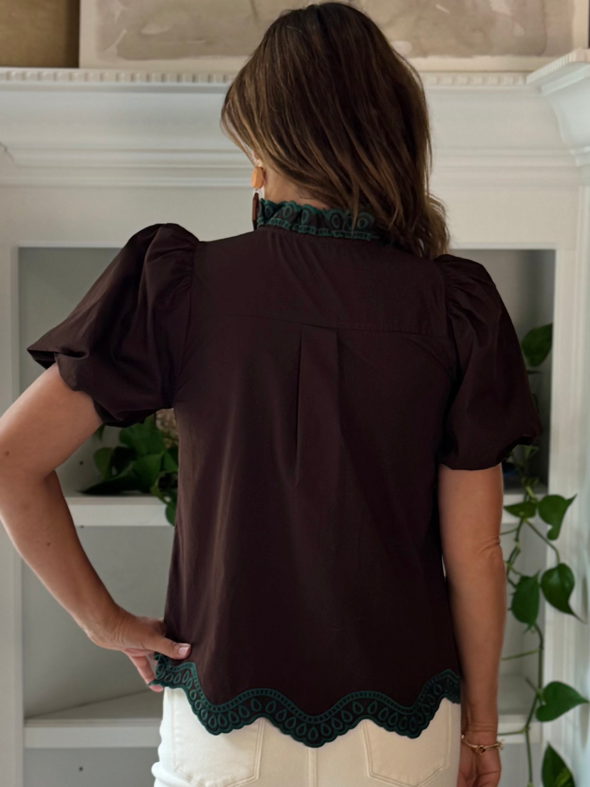Emerald Echo Embroidered Top