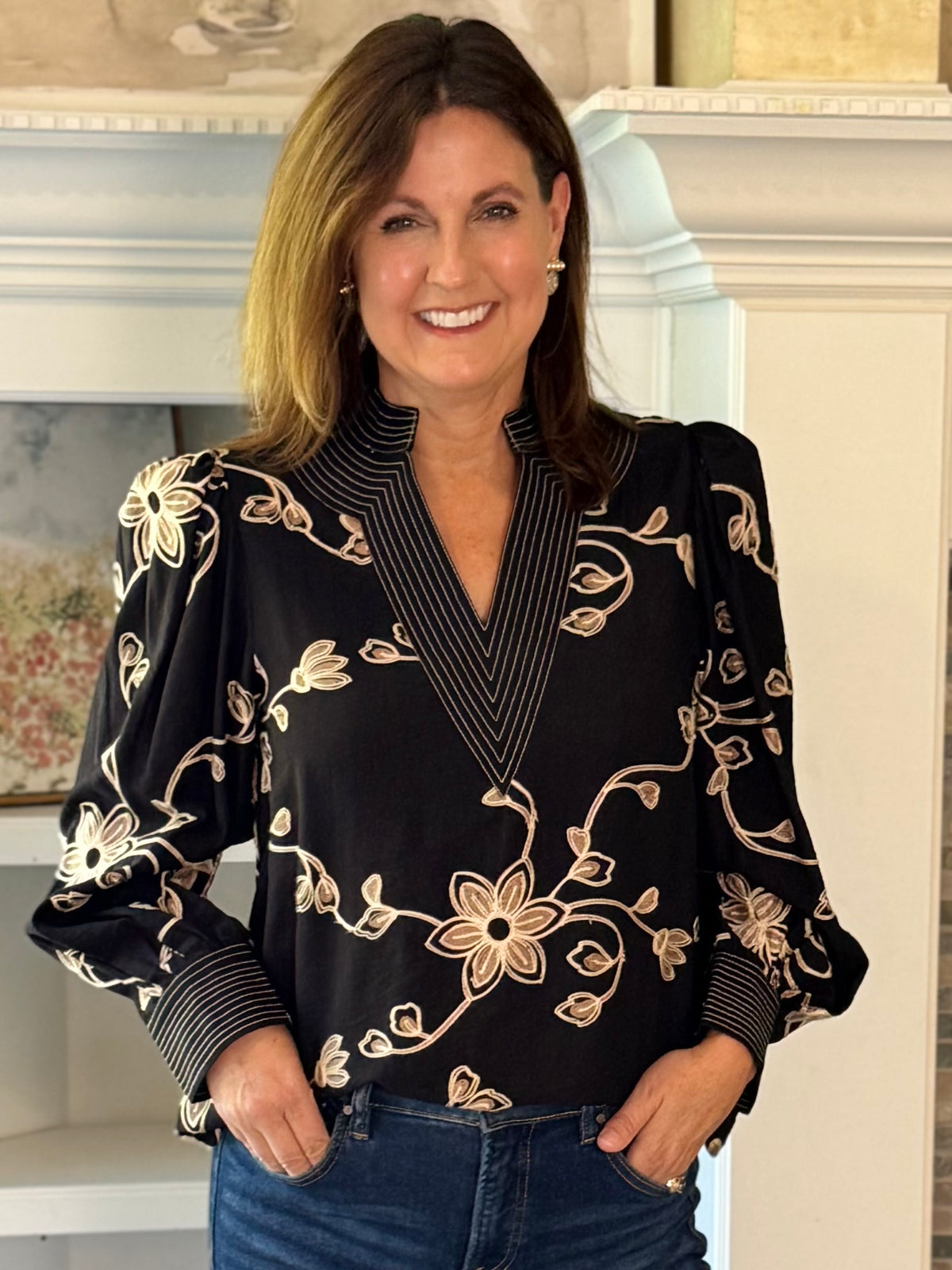 Remarkable Details Embroidered Blouse - Black