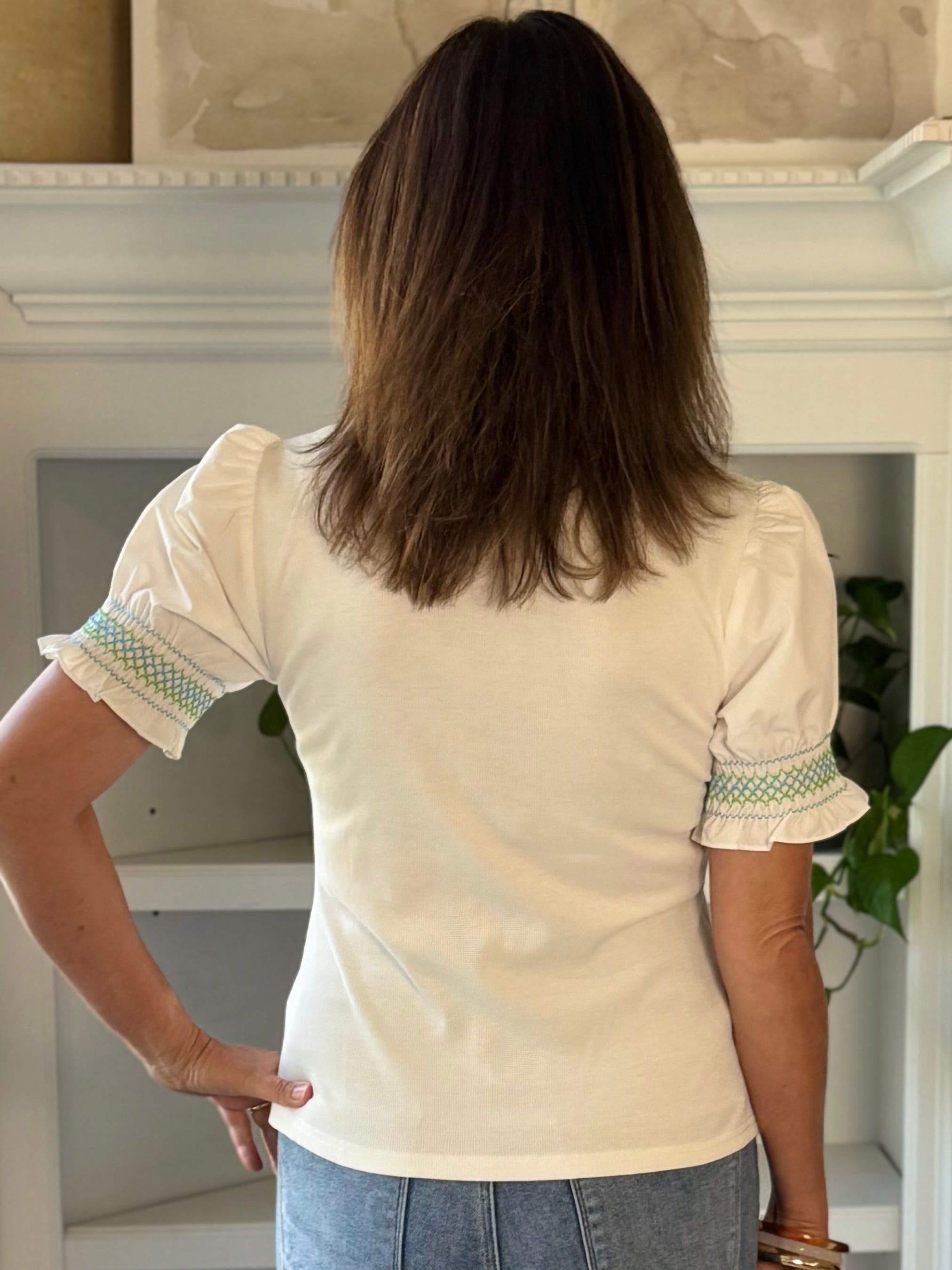 Current Air Elevated Detail Ribbed Top - White