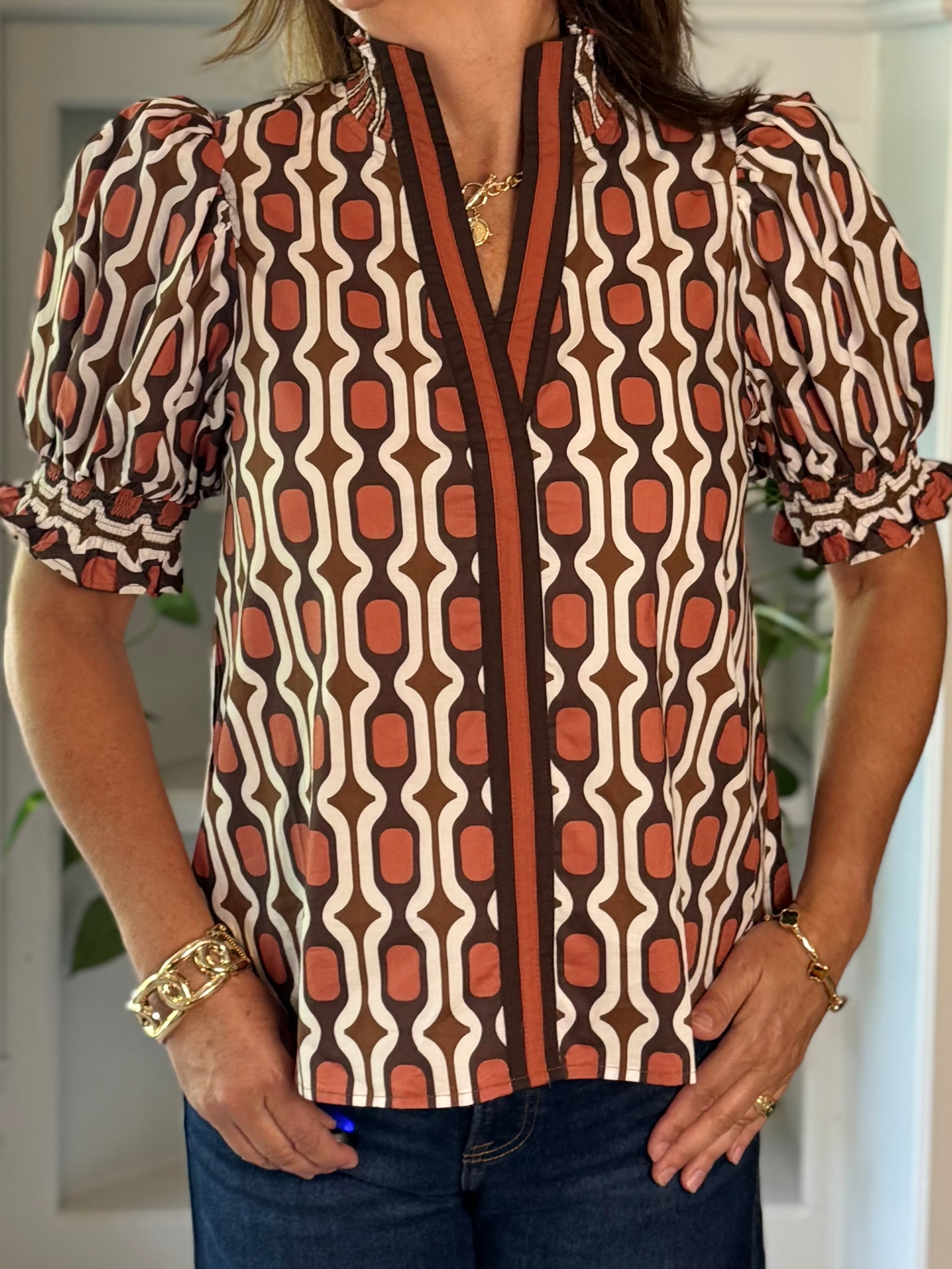 Fall Rewind Print Top