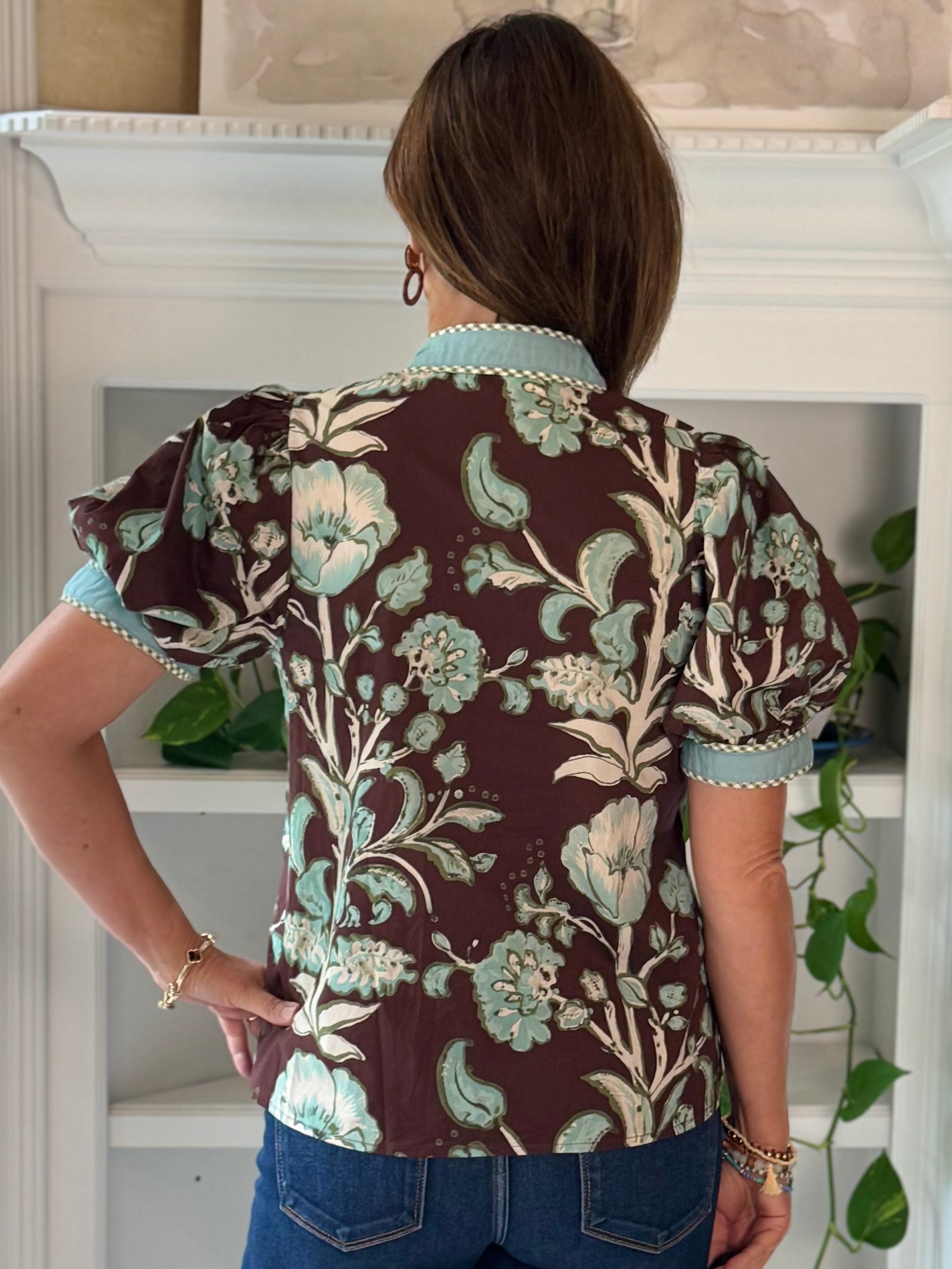 Mocha Garden Floral Top