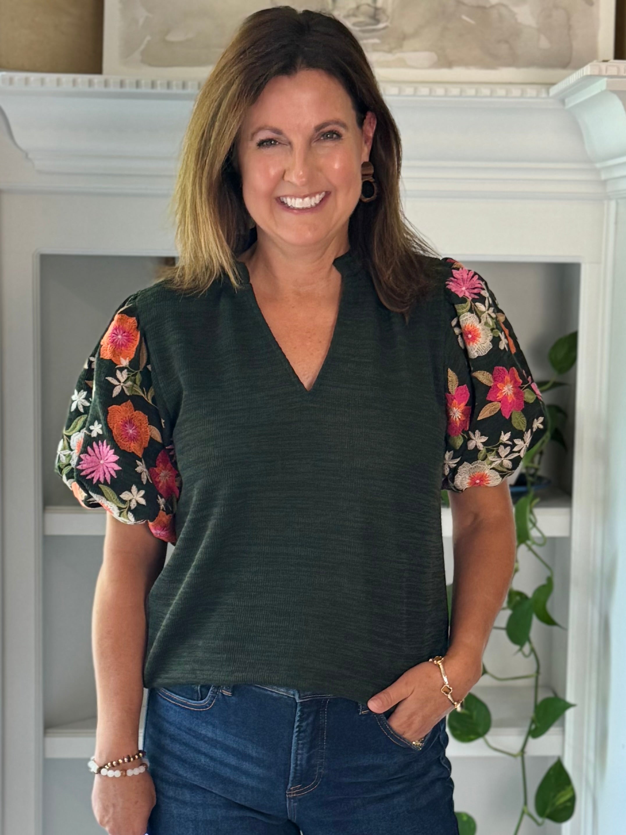 THML Fall in Bloom Embroidered Top