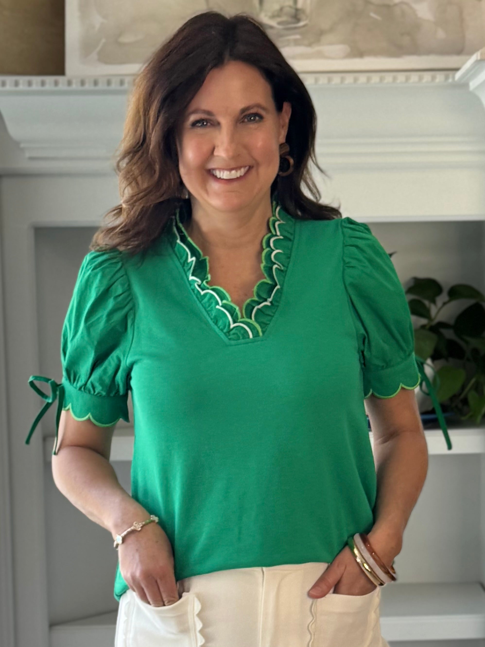 Scalloped Grace Top - Green