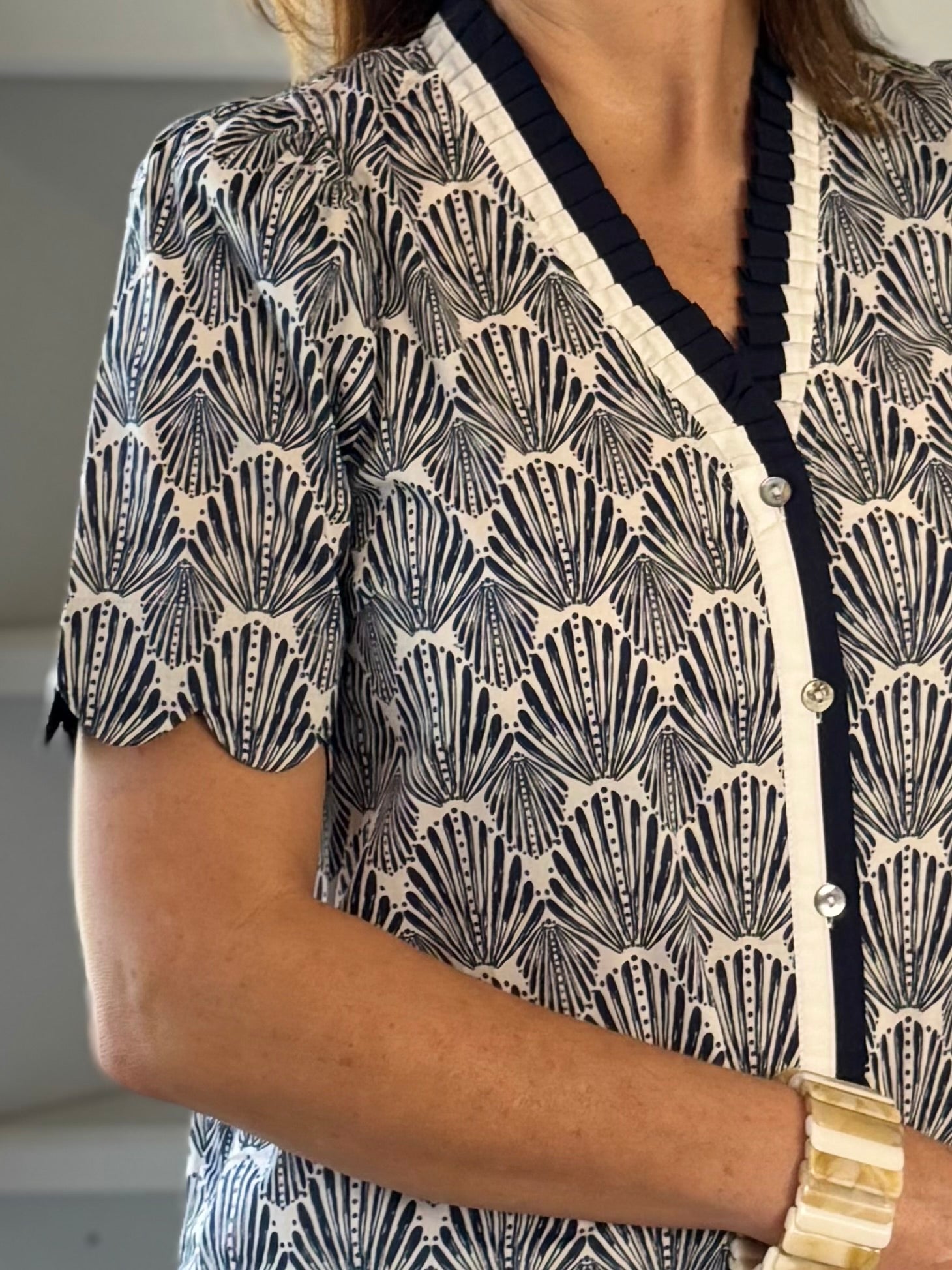 Seaside Fan Print Top