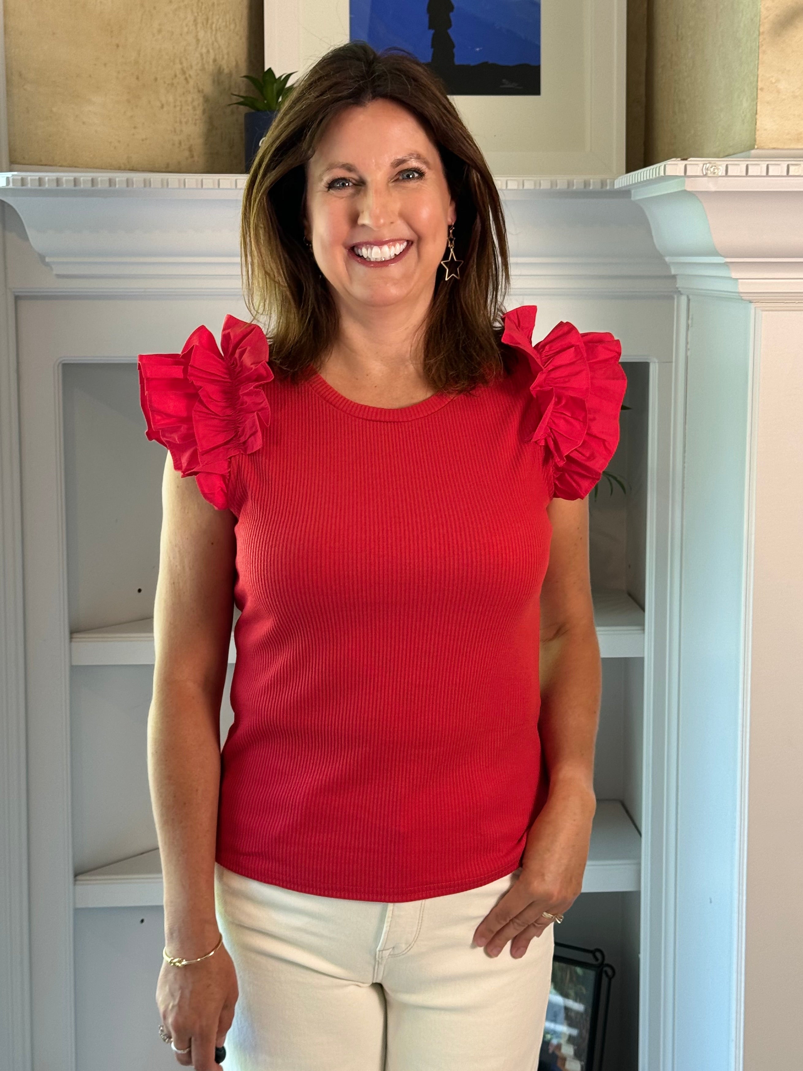 Summer Fun Ribbed Top - Red