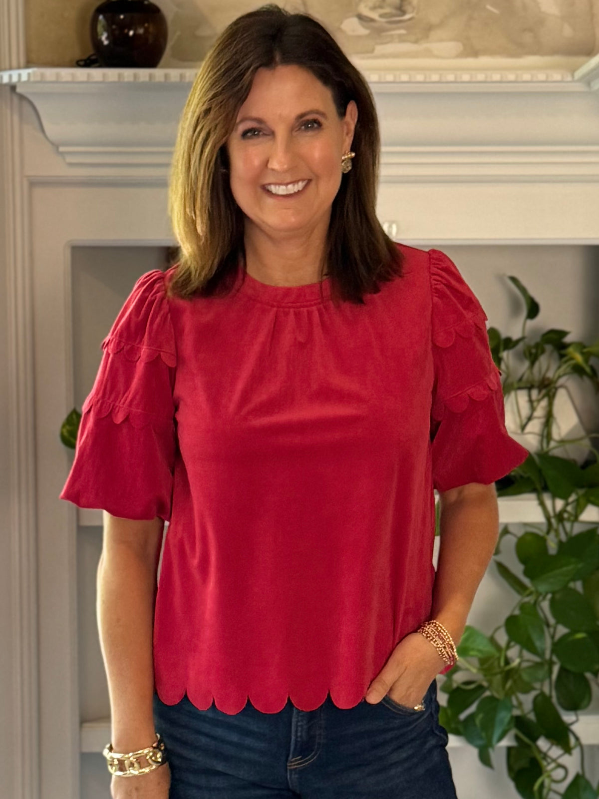 Corduroy Crush Scalloped Top