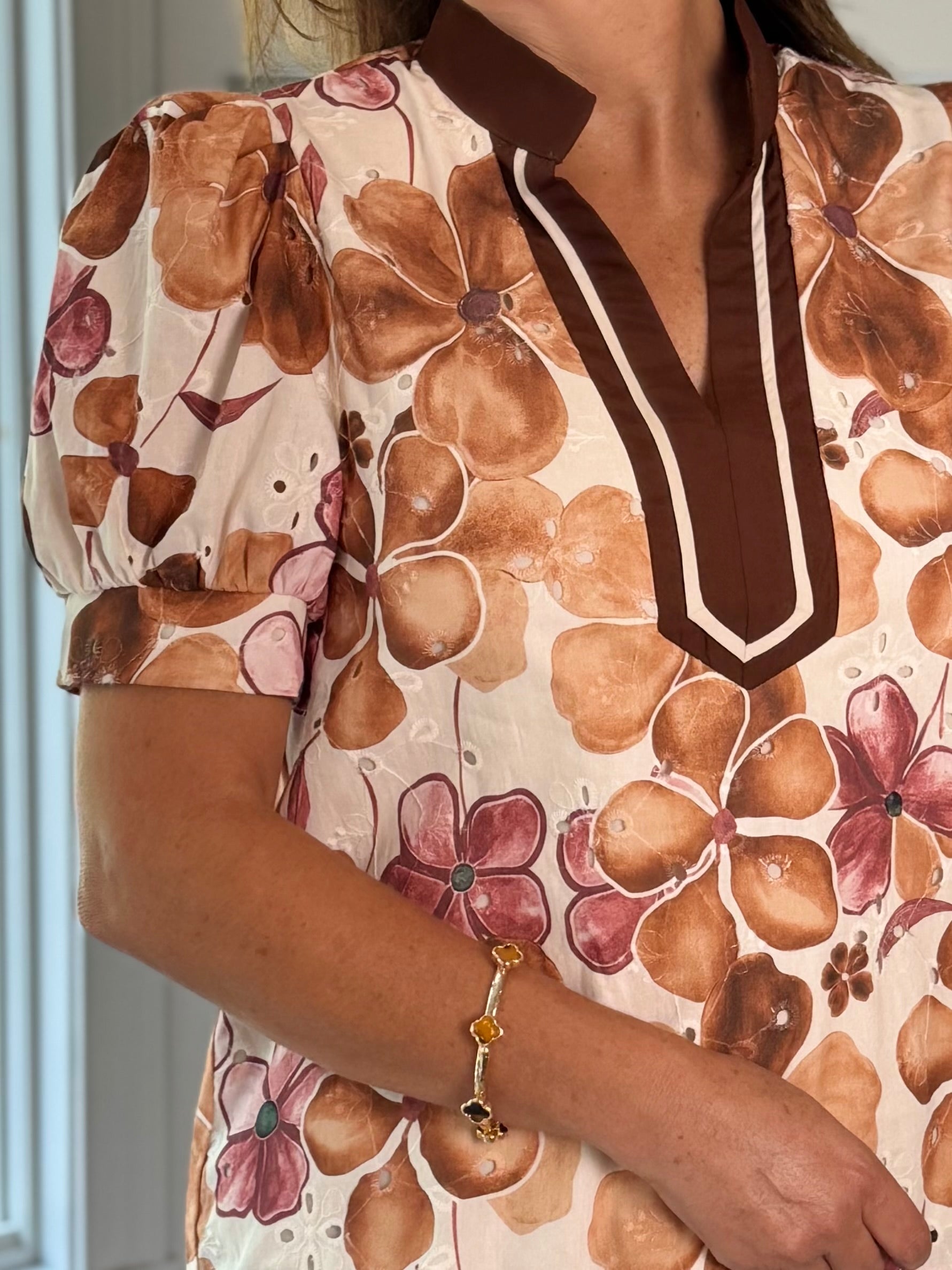 Watercolor Floral Eyelet Top