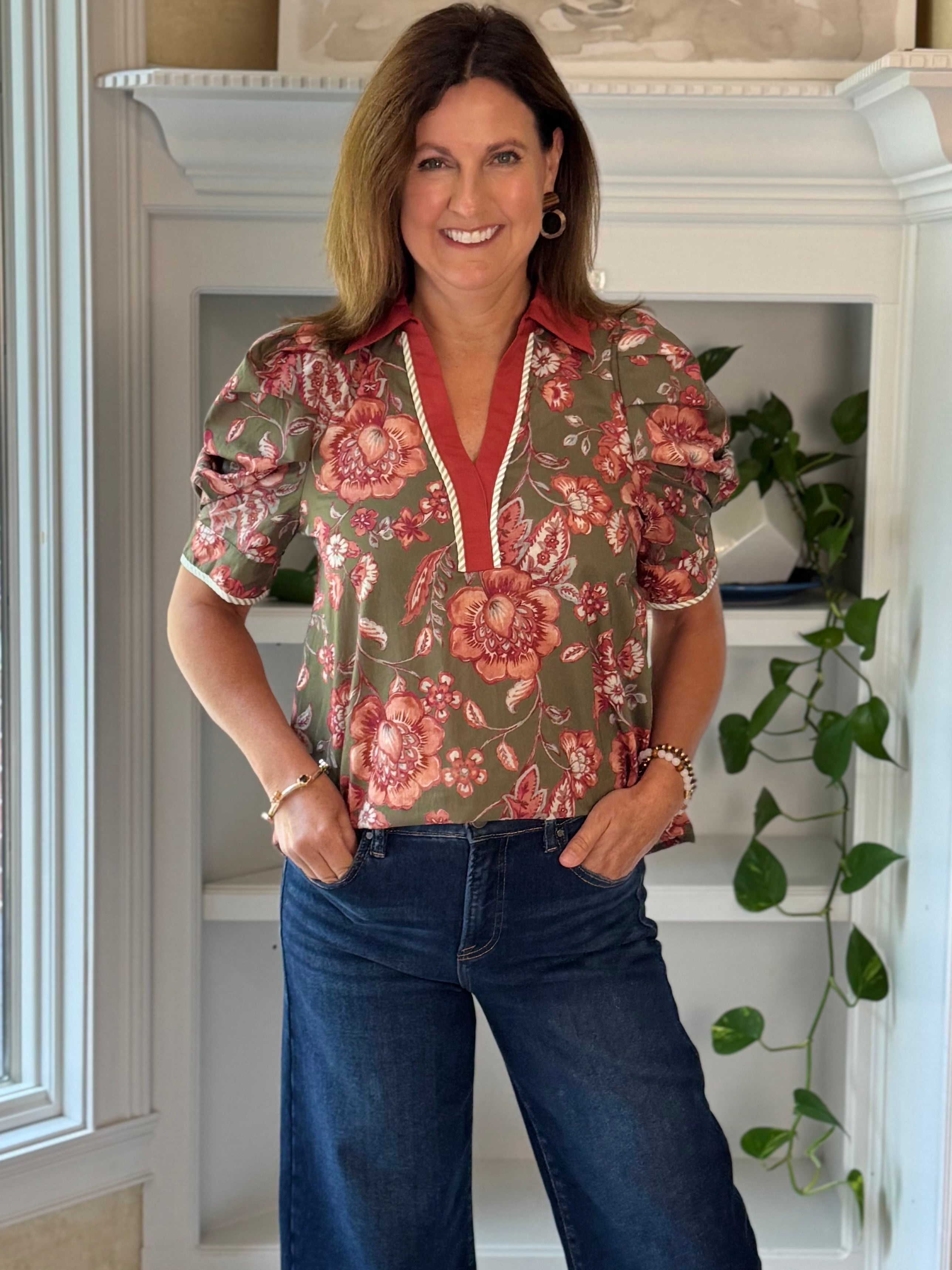 Harvest Garden Floral Contrast Top