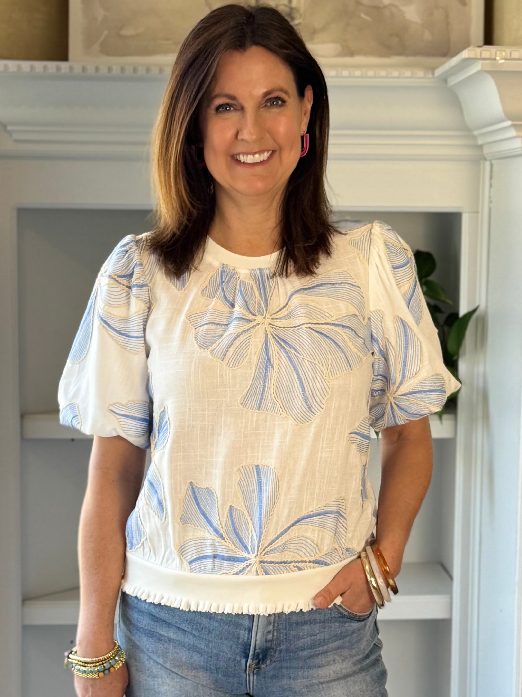 Meadow Embroidered Top - Ivory