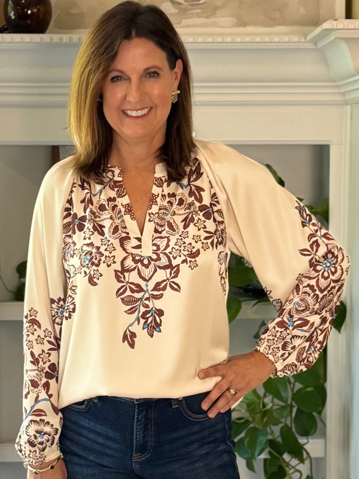 Current Air Work of Art Floral Blouse