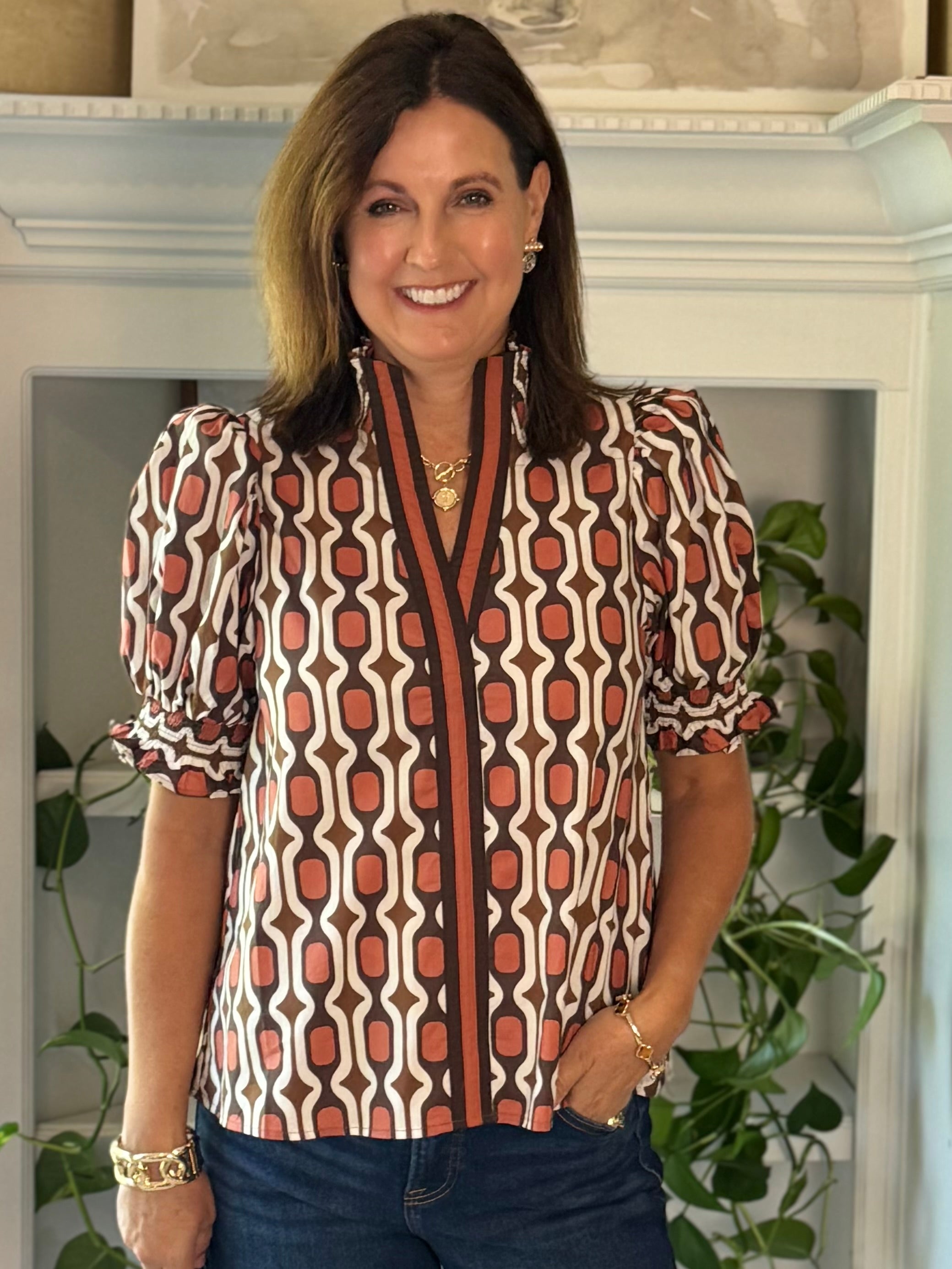 Fall Rewind Print Top