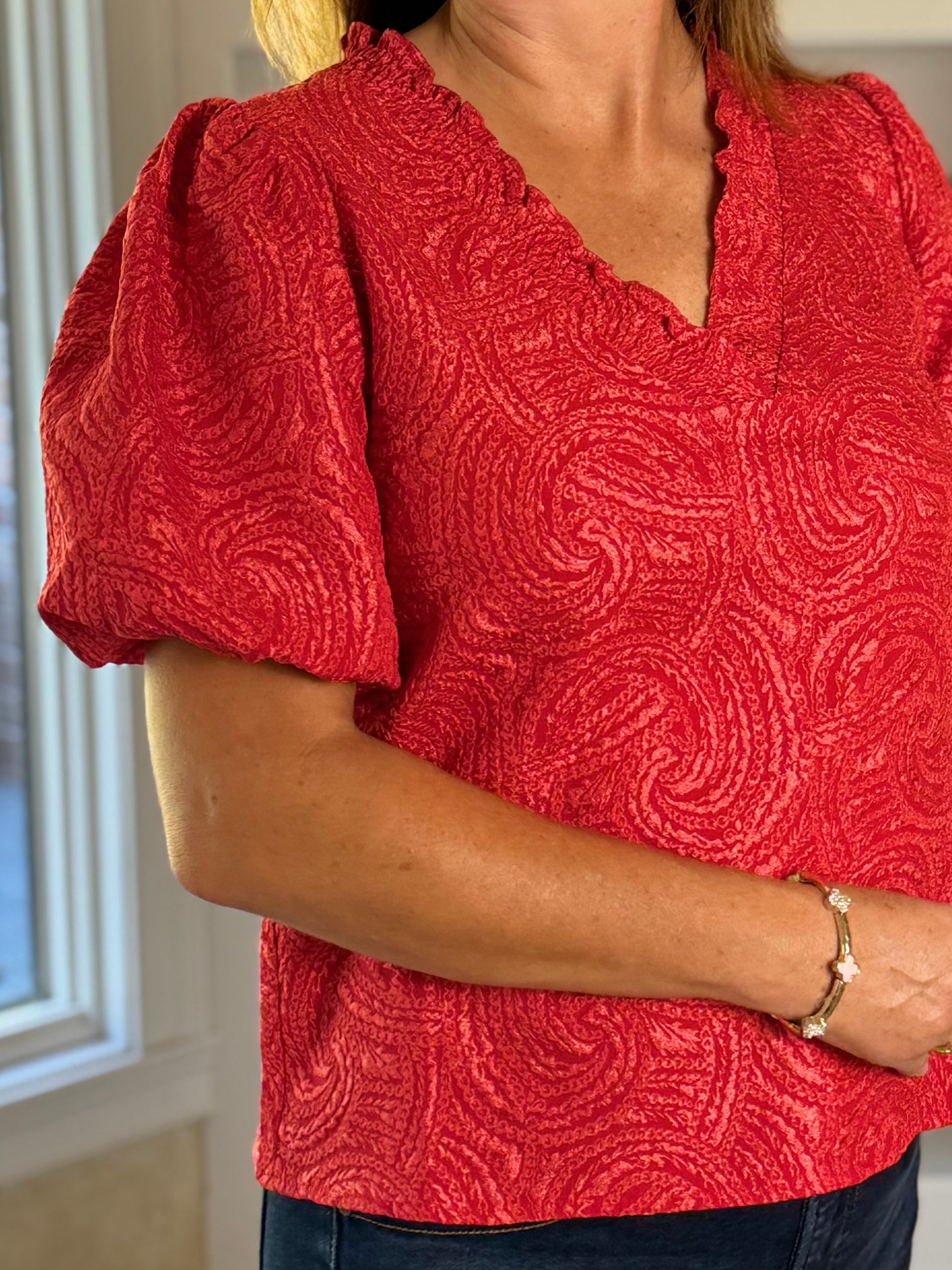 Crimson Swirl Blouse
