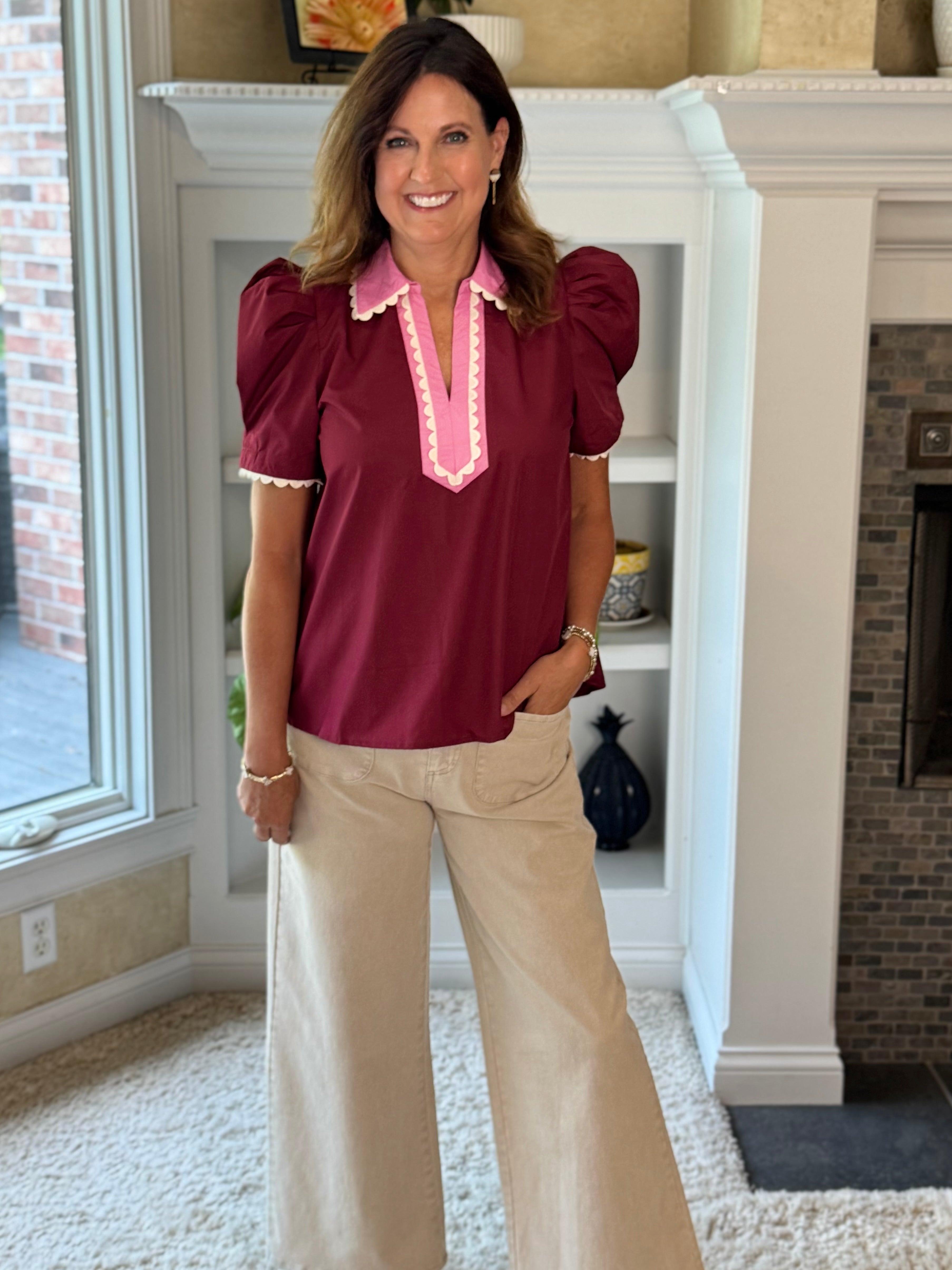 Playful Trim Contrast Top