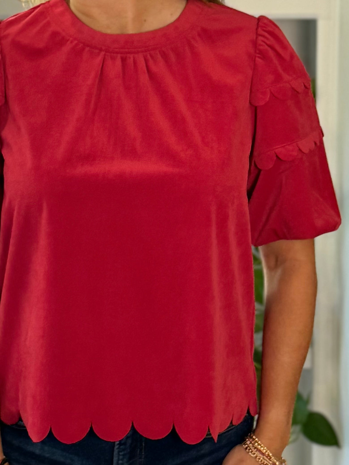 Corduroy Crush Scalloped Top