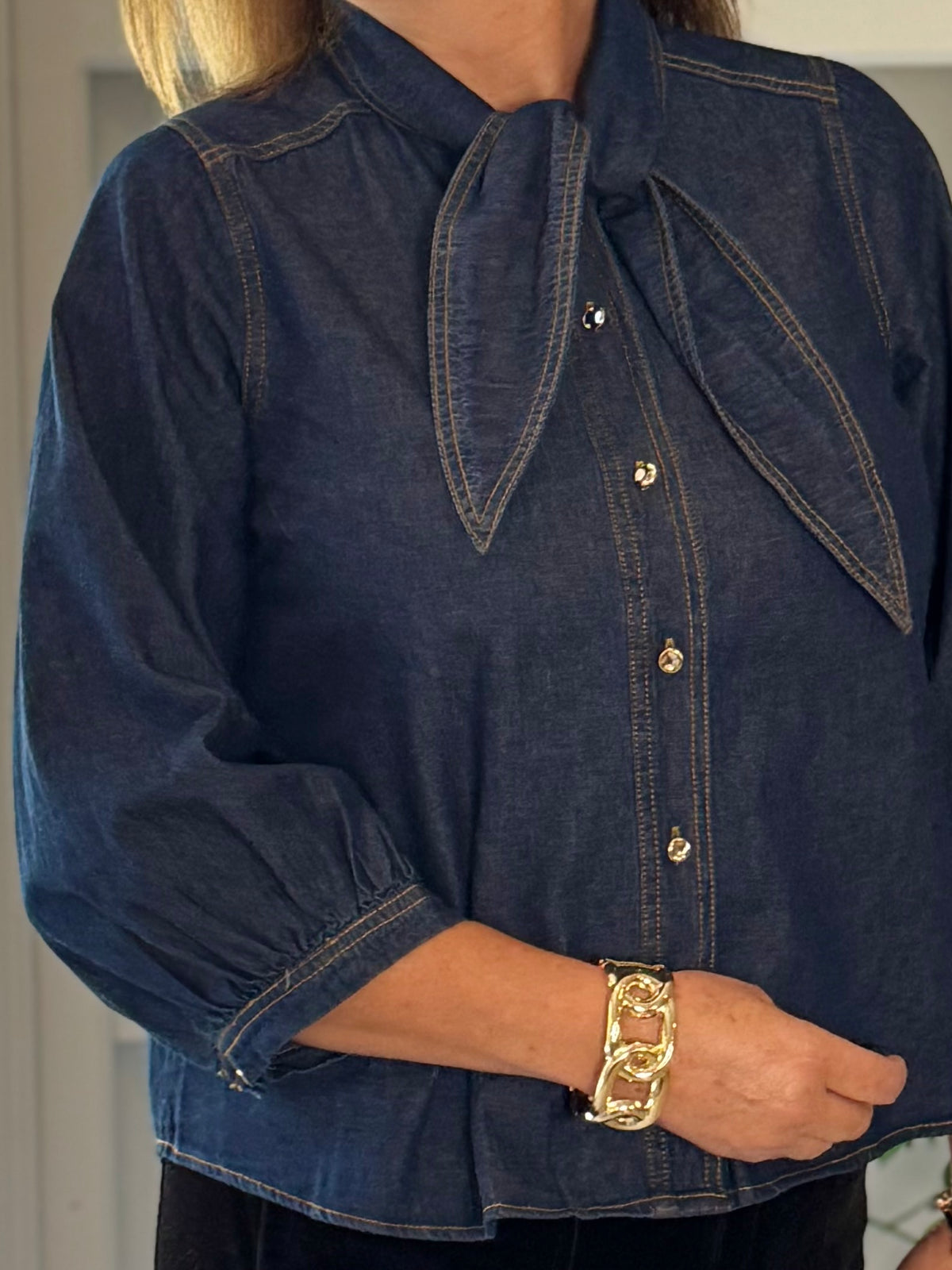 Denim With a Twist Tie Top