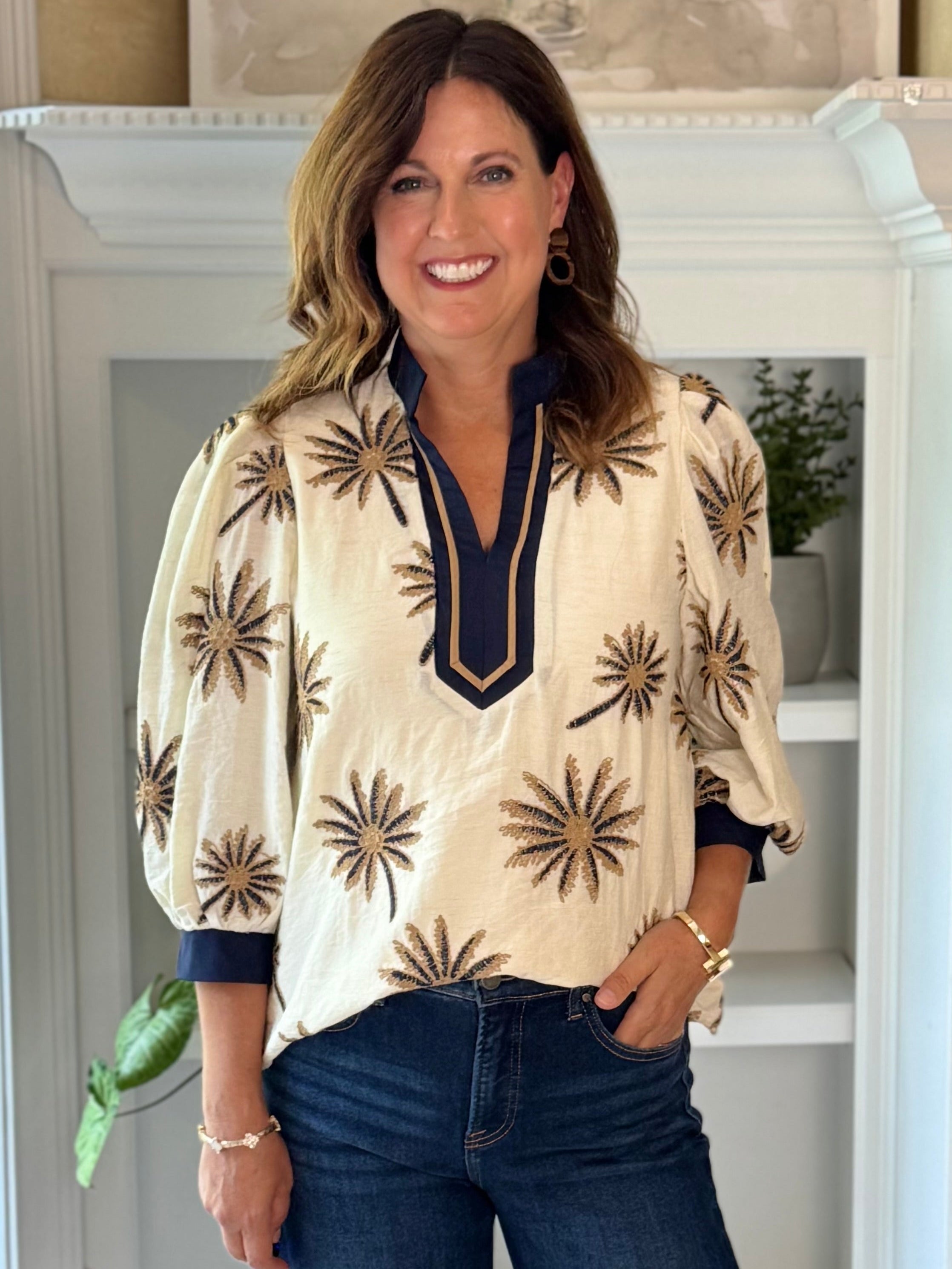 Sunburst Embroidered Top