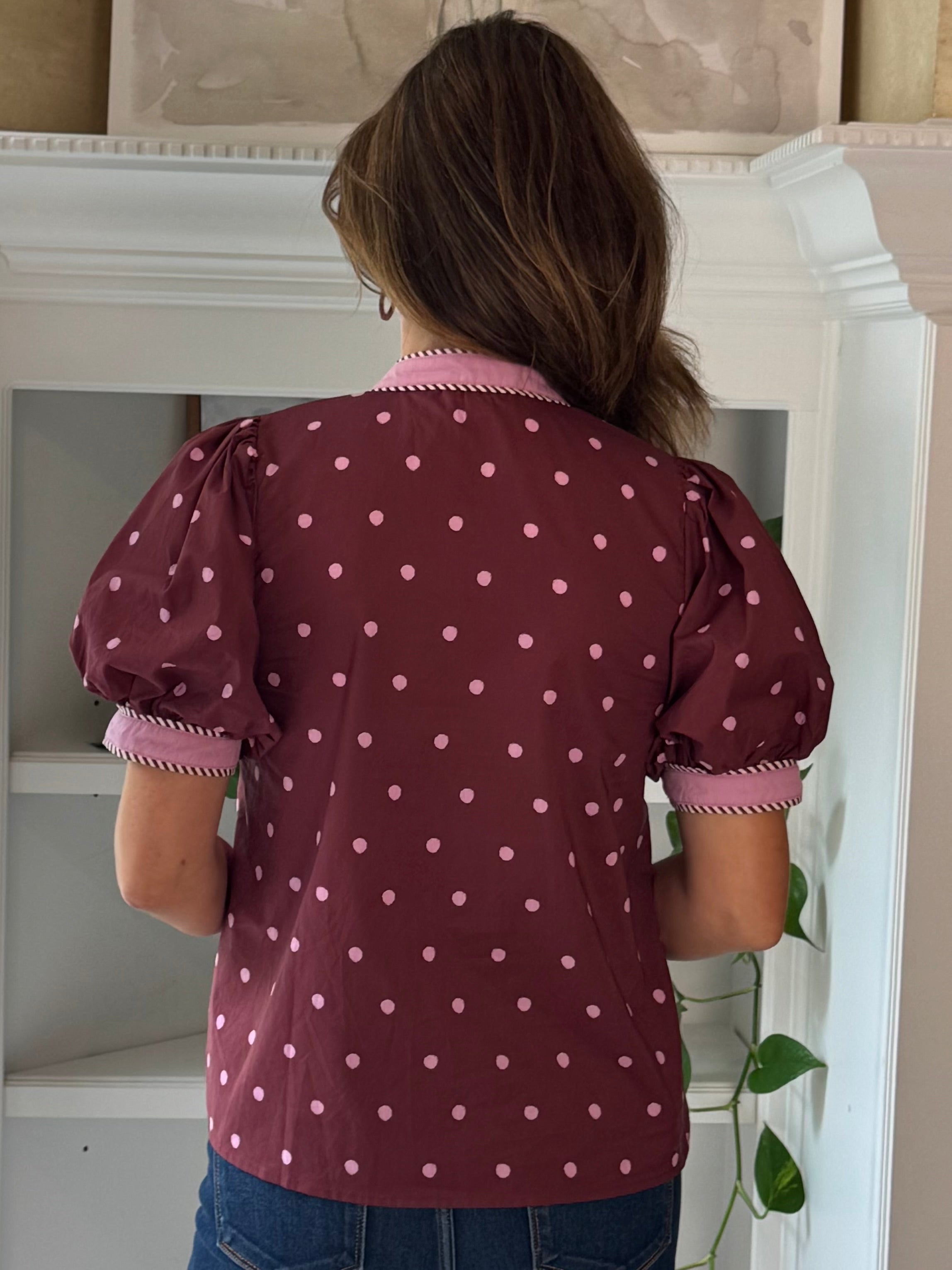 Perfectly Polka Contrast Top