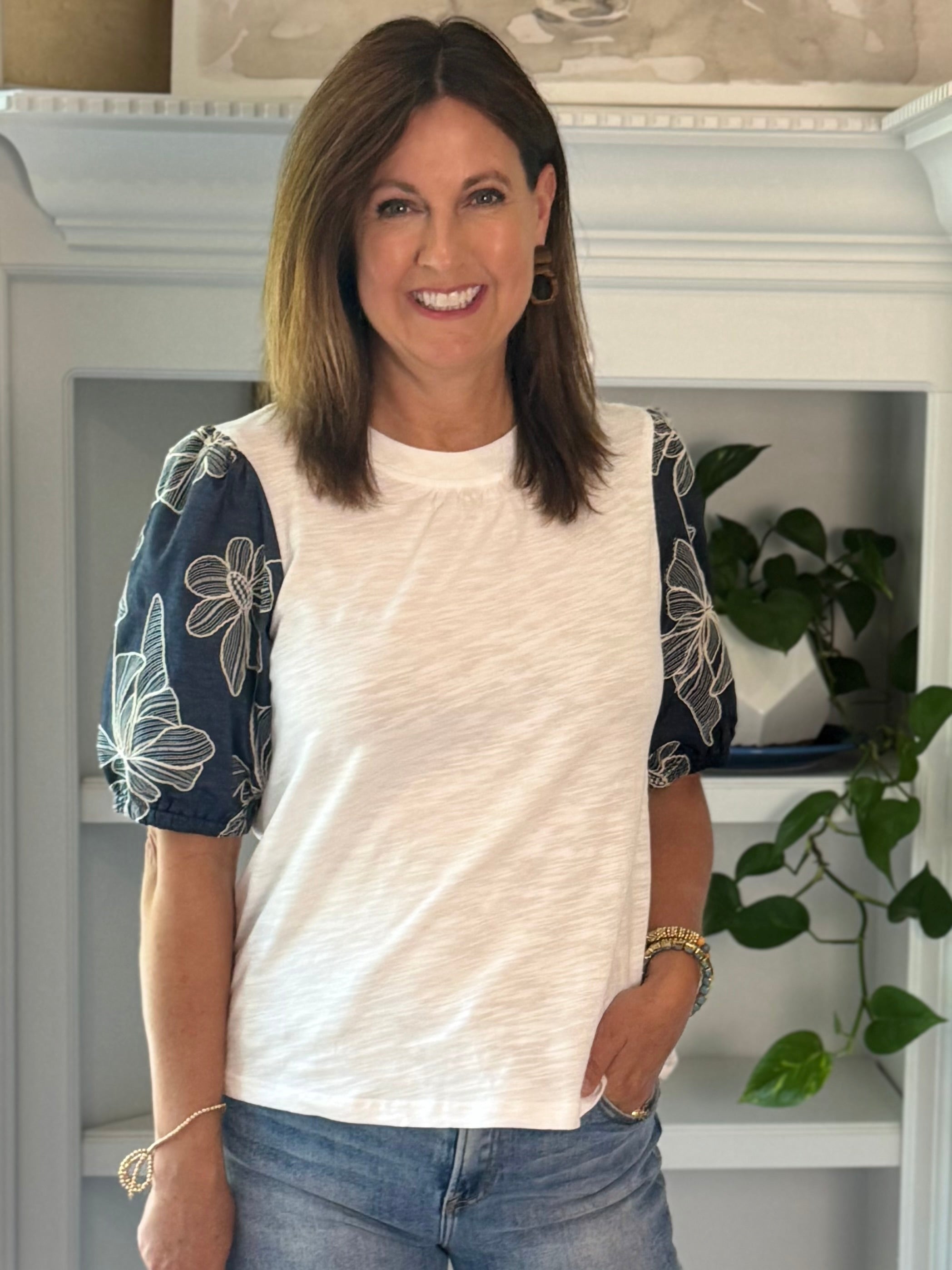 Statement Embroidered Sleeve Top