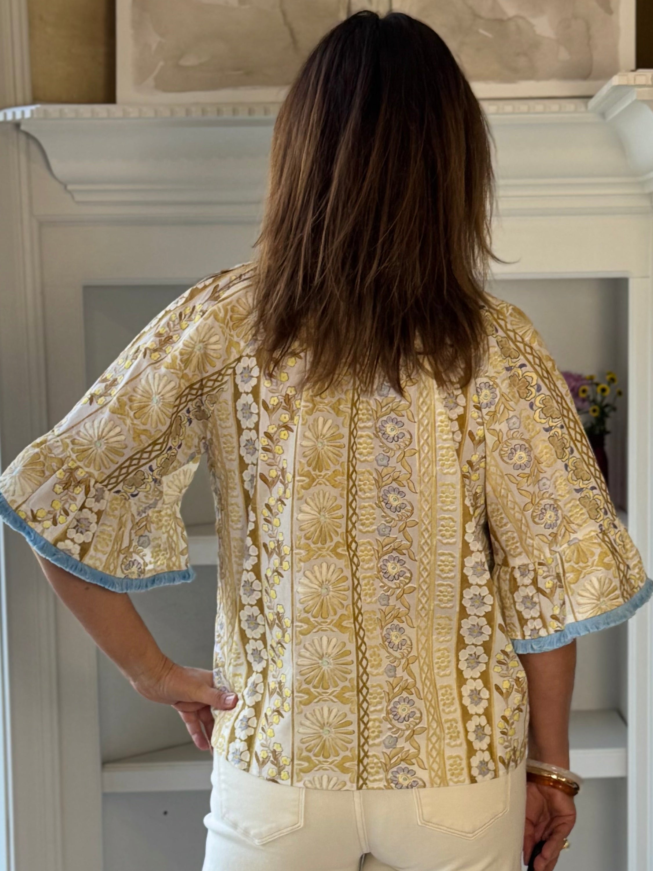 Quiet Charm Embroidered Tassel Top