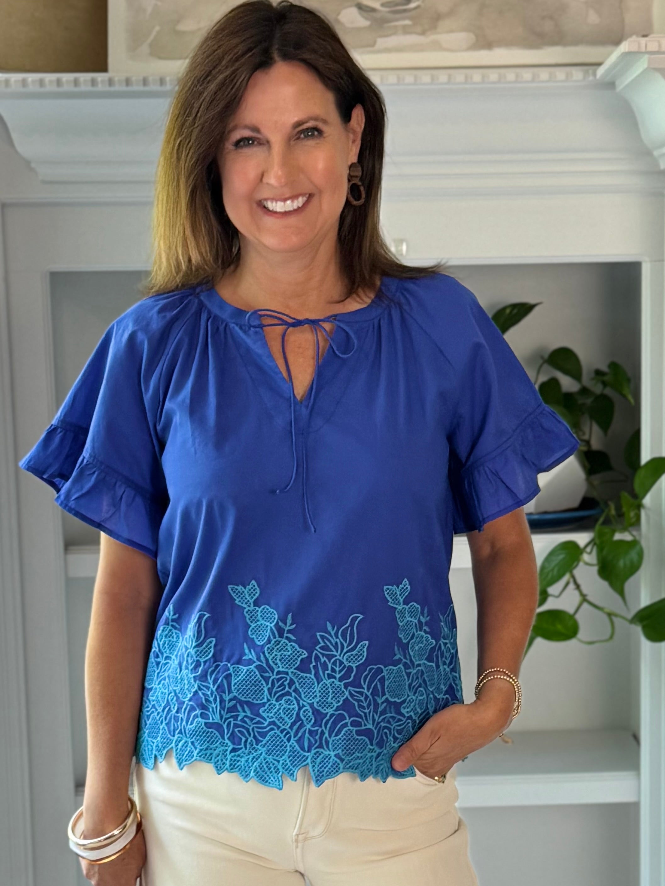 Blue Horizon Embroidered Top