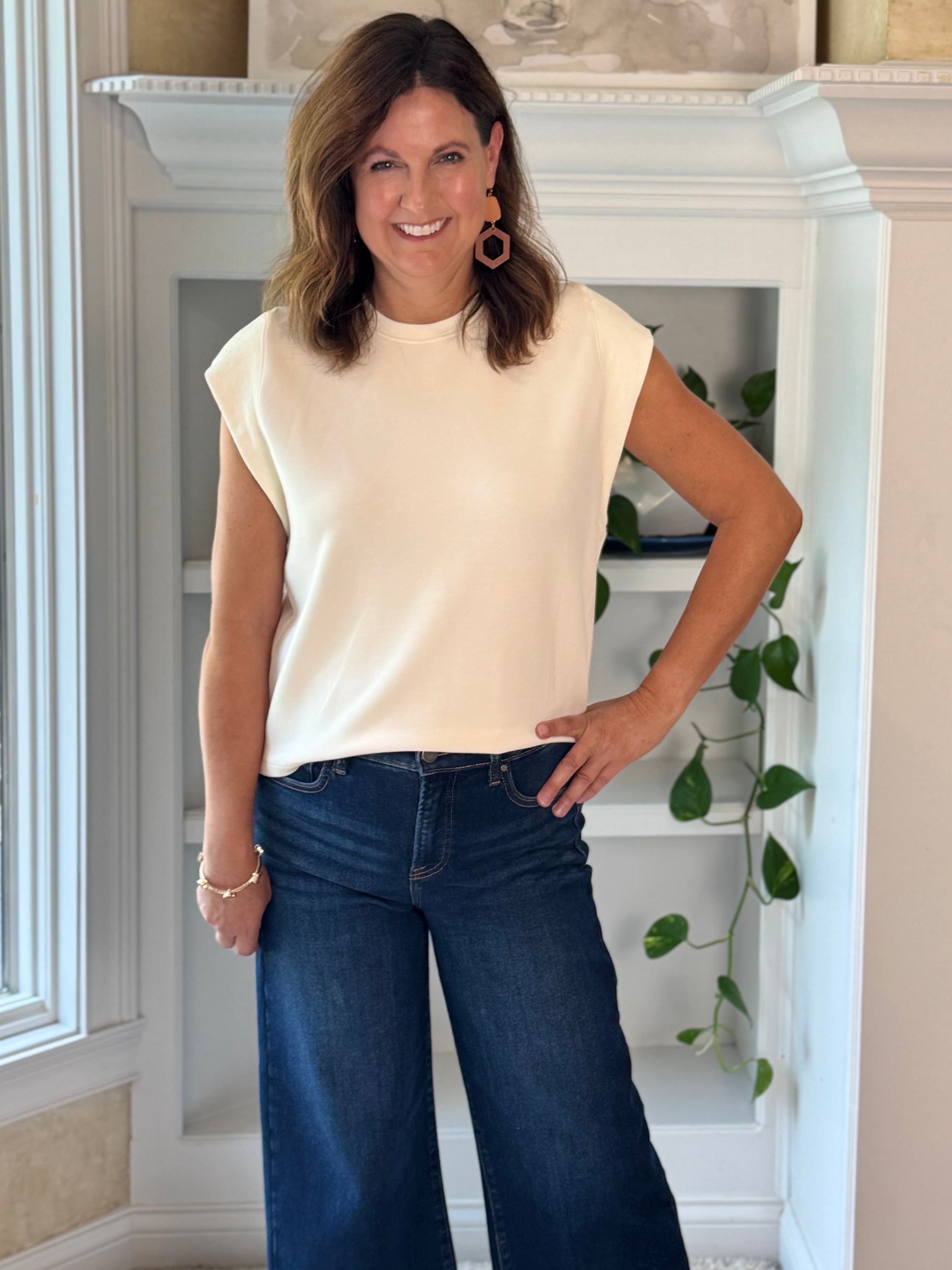 Essential Cap Sleeve Top - Ecru
