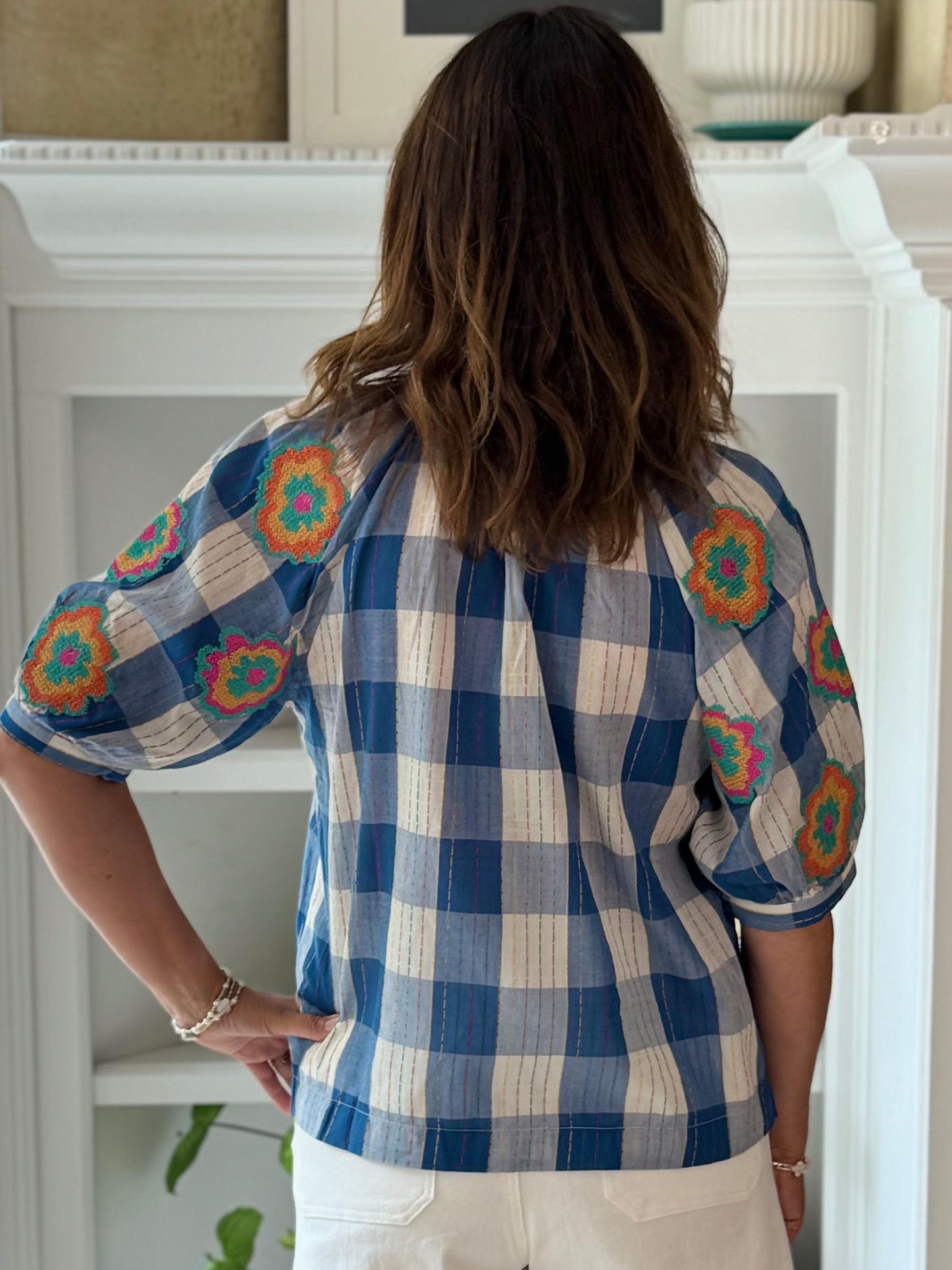 THML Picnic Plaid Embroidered Top