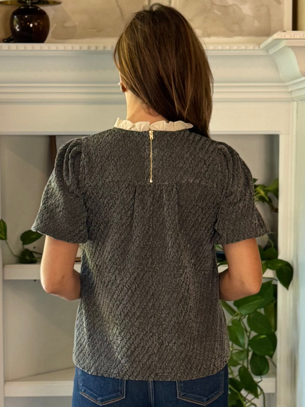 Just My Stripe Textured Contrast Top