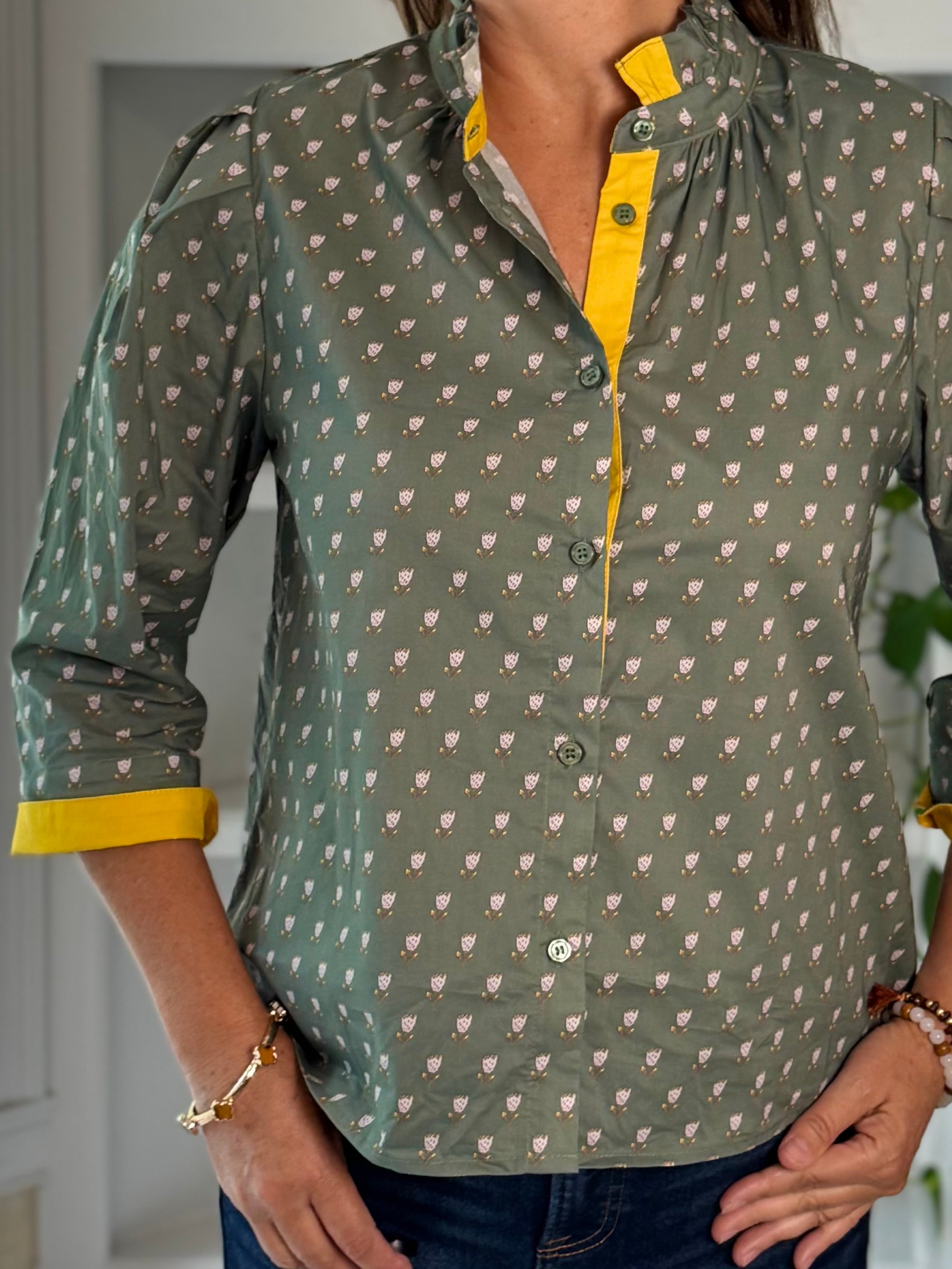 Sunshine & Sage Floral Top