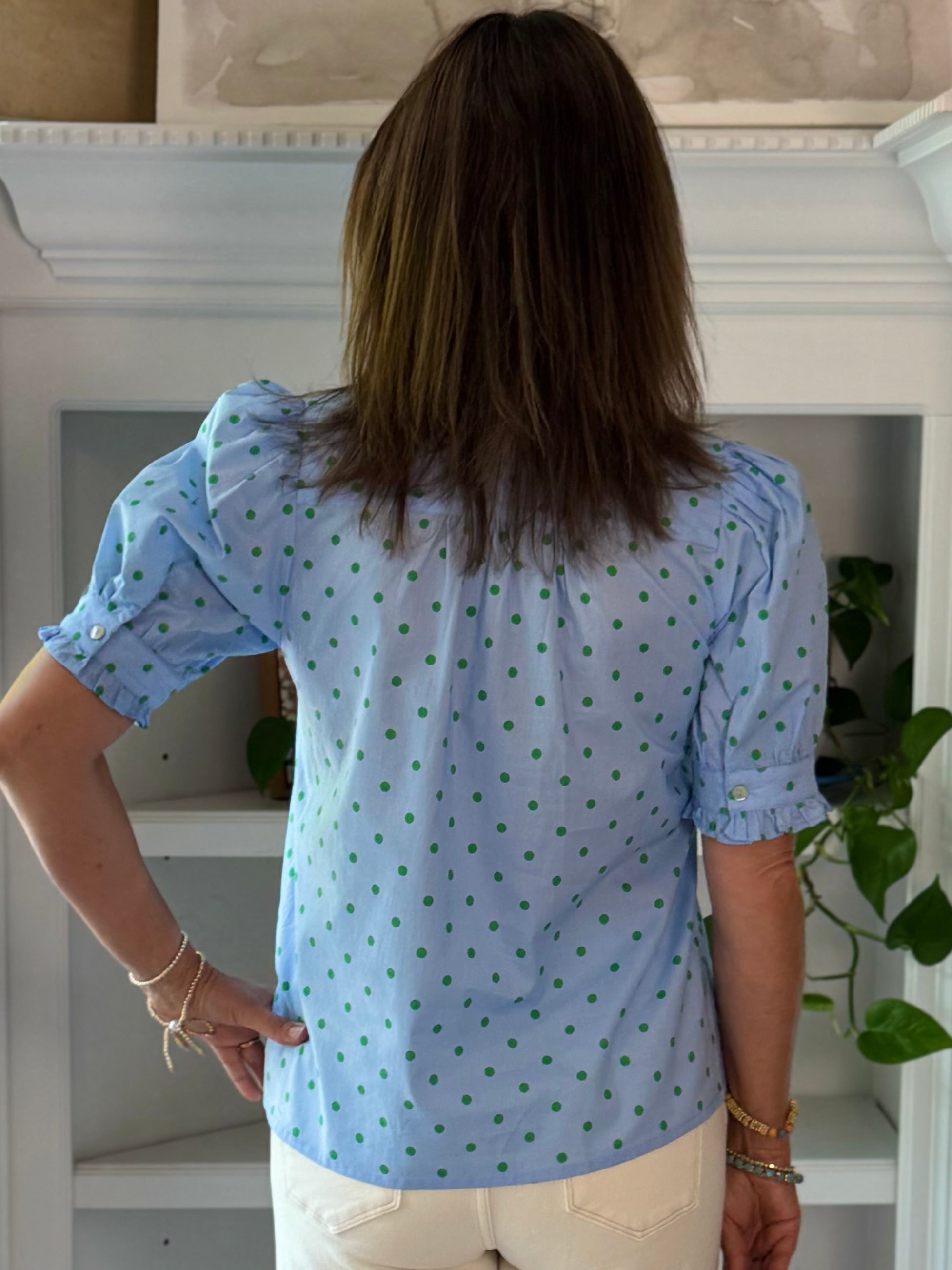Sweet Spot Polka Top - Blue