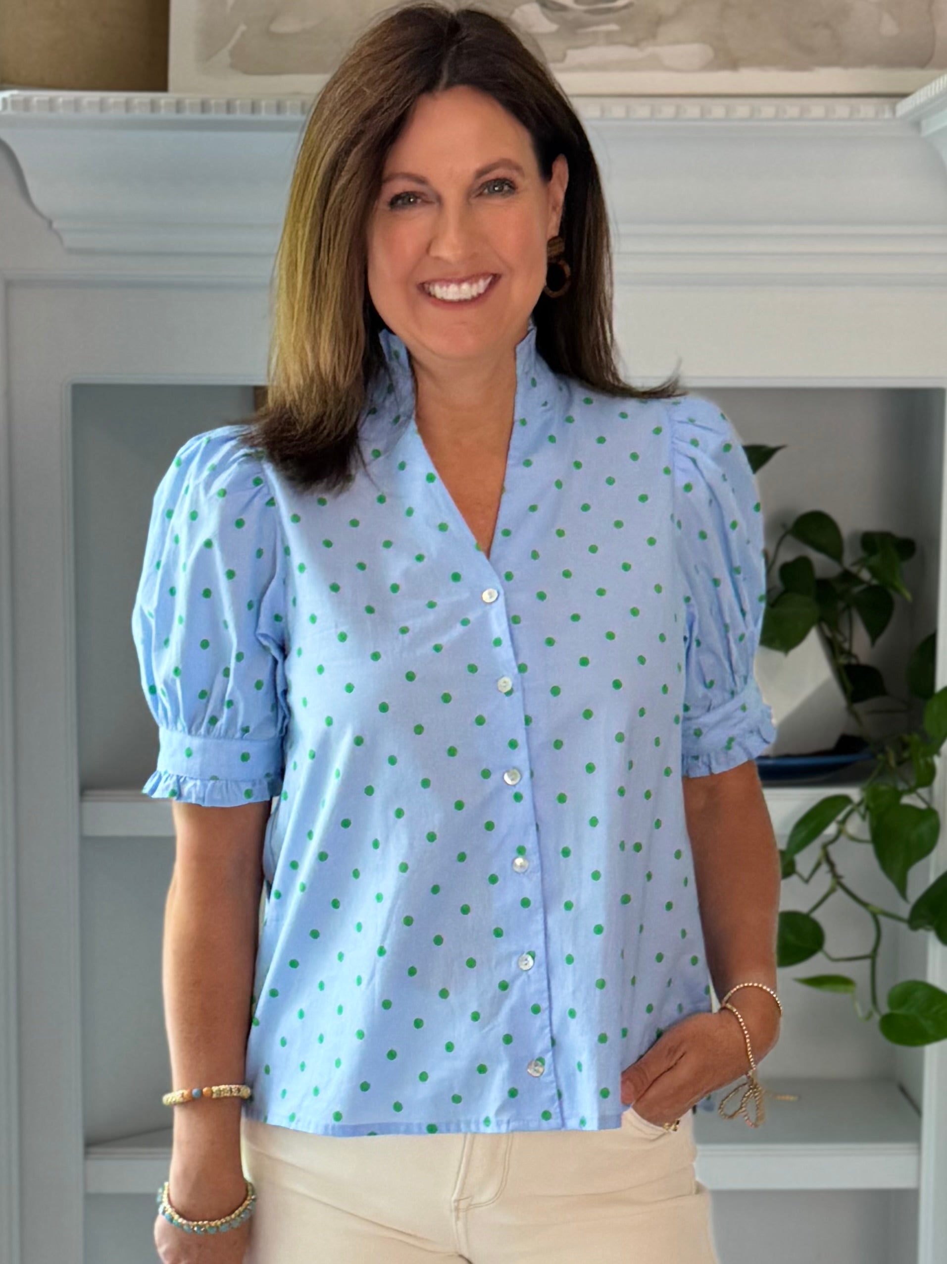Sweet Spot Polka Top - Blue