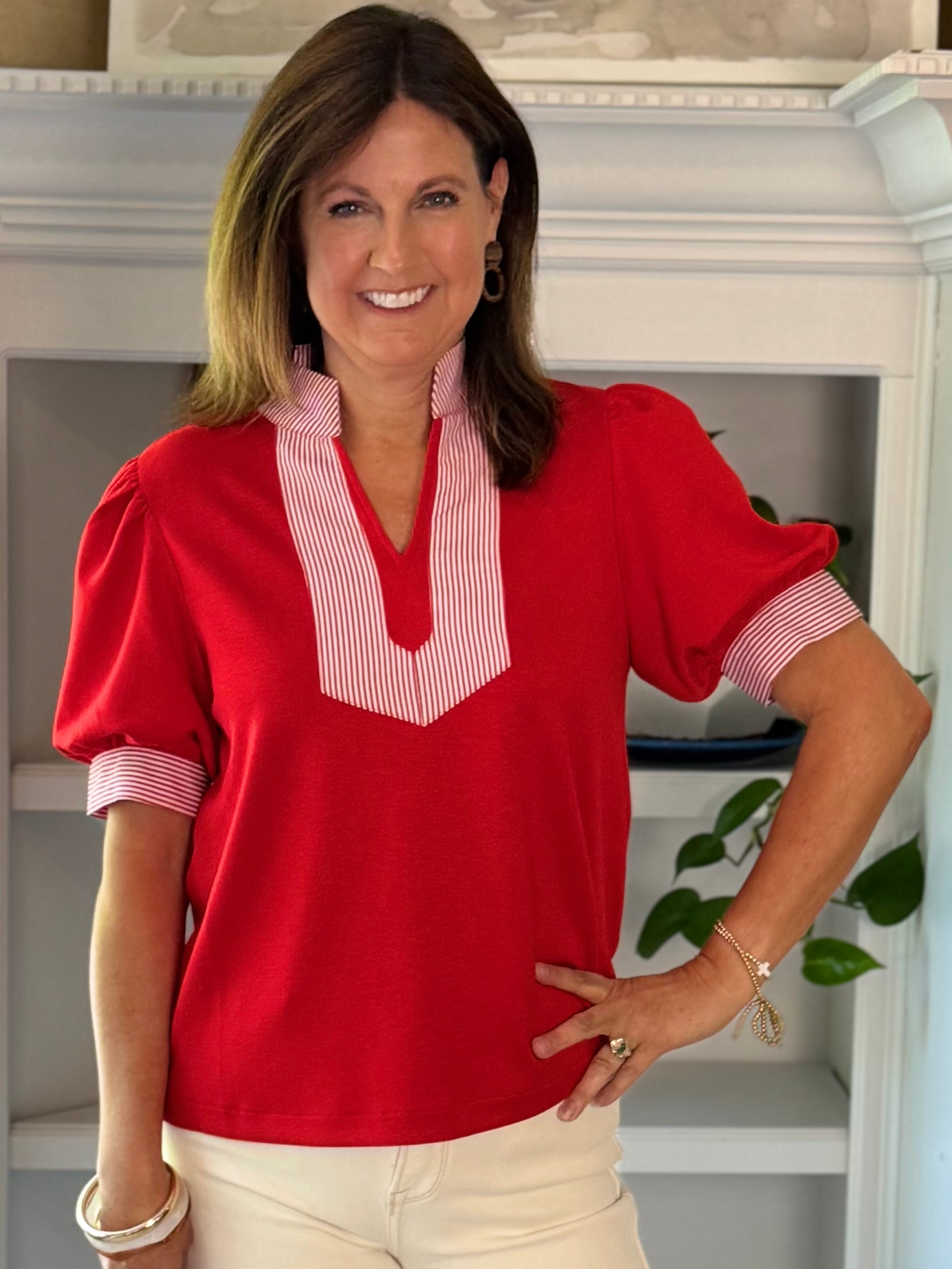 Timeless Contrast Top - Red