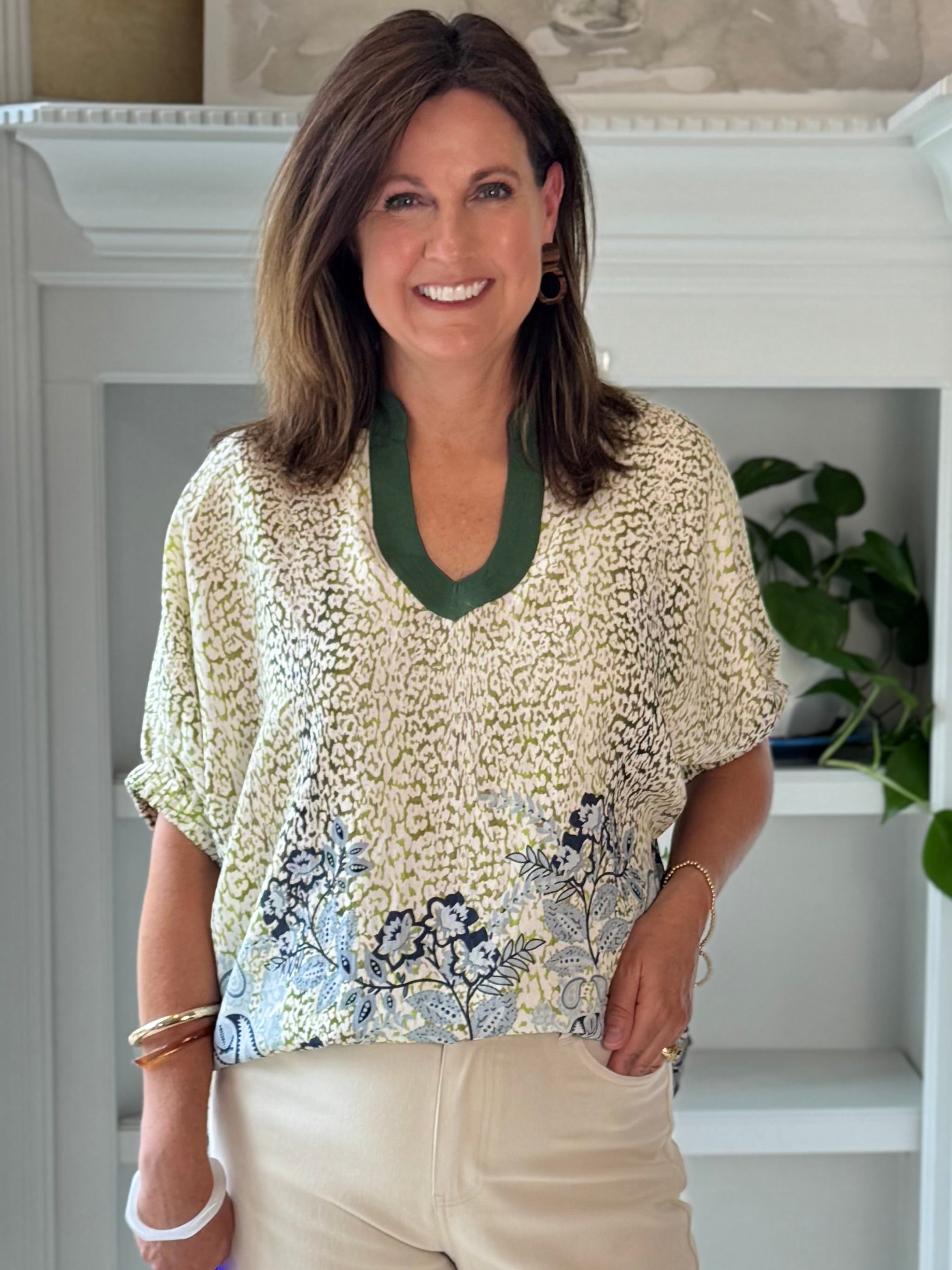 Olive Grove Print Top