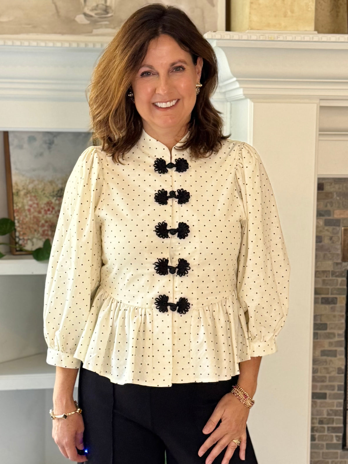 A Touch of Polka Peplum Top