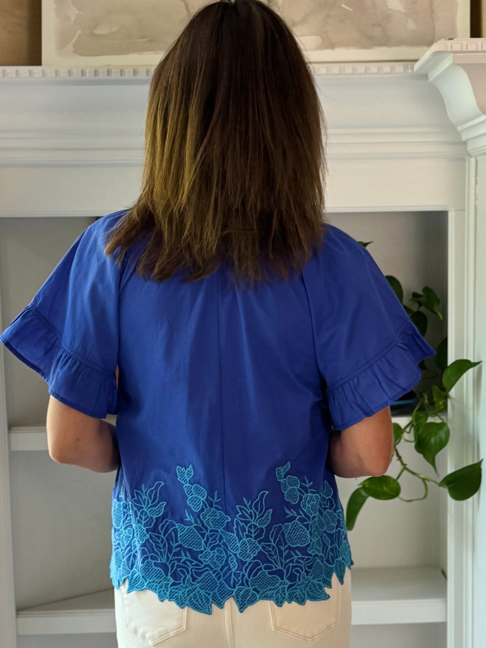 Blue Horizon Embroidered Top