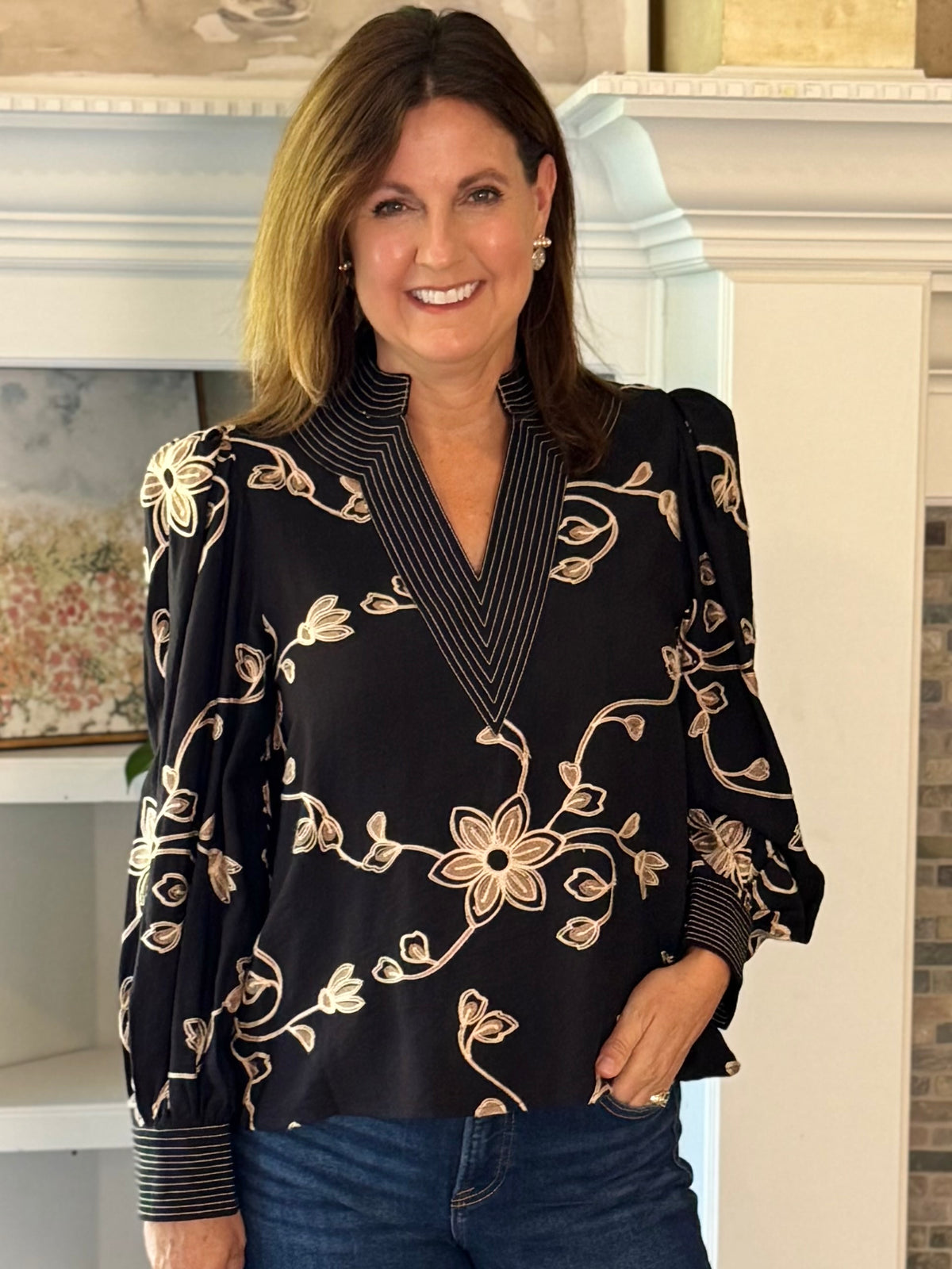Remarkable Details Embroidered Blouse - Black