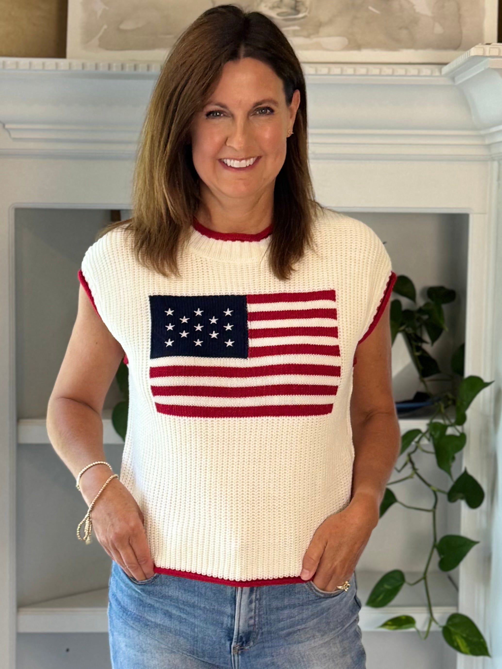 Stars & Stripes Knit Top - Off-White