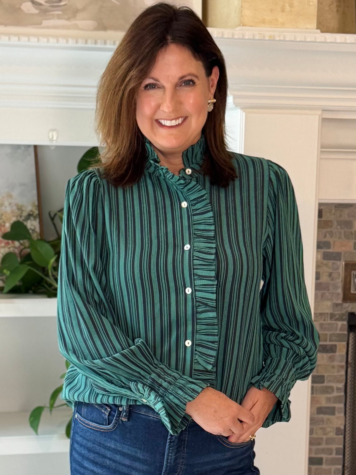 Striped Perfection Blouse - Green