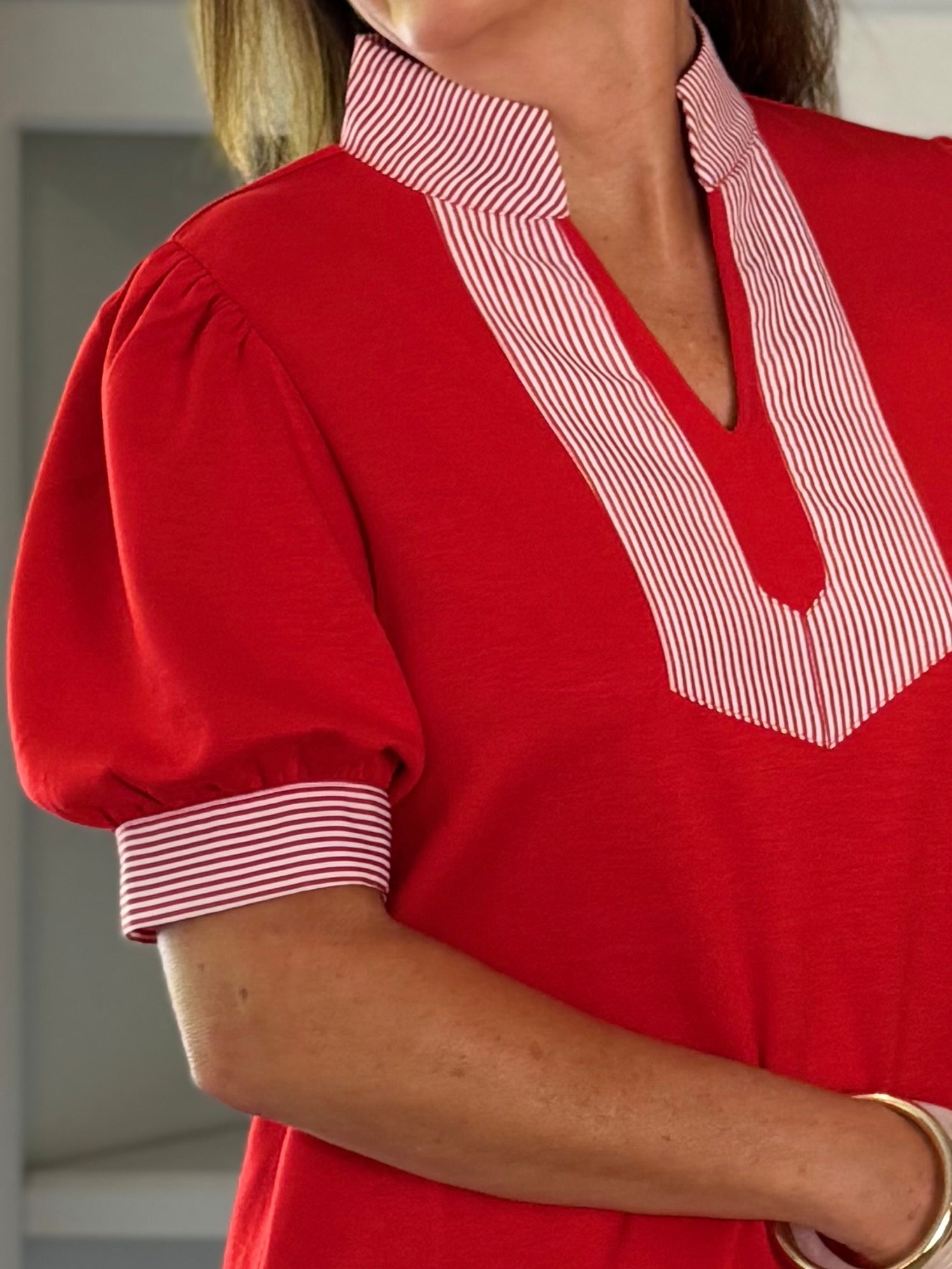 Timeless Contrast Top - Red