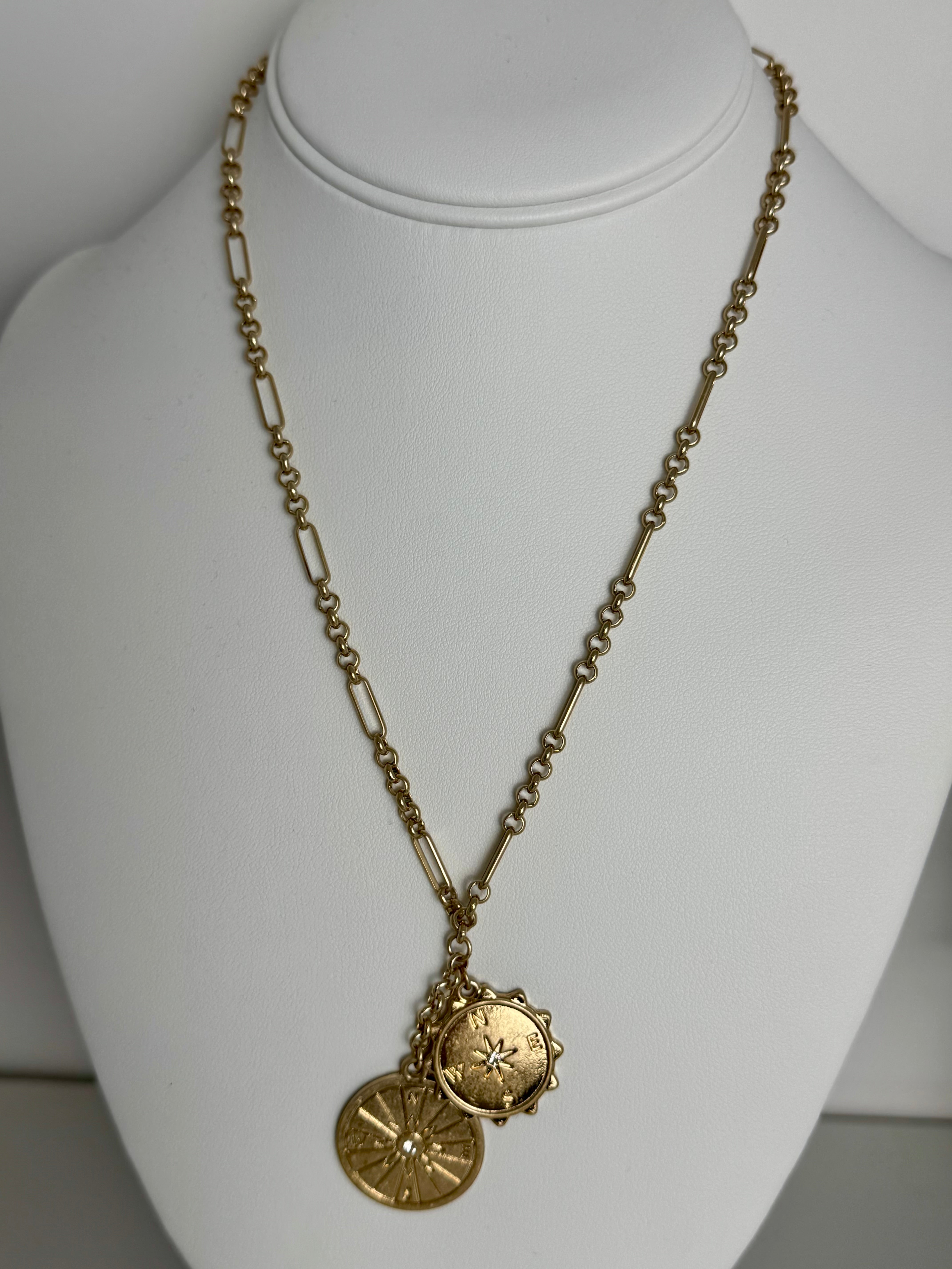 Golden Compass Charm Necklace