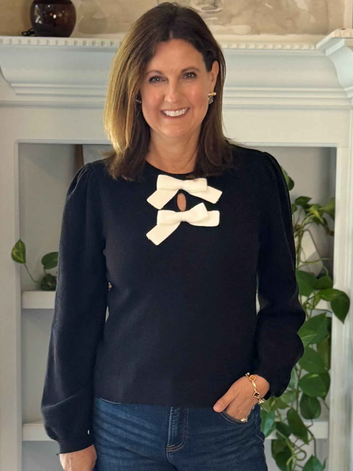 Two of a Kind Bow Knit Top - Black