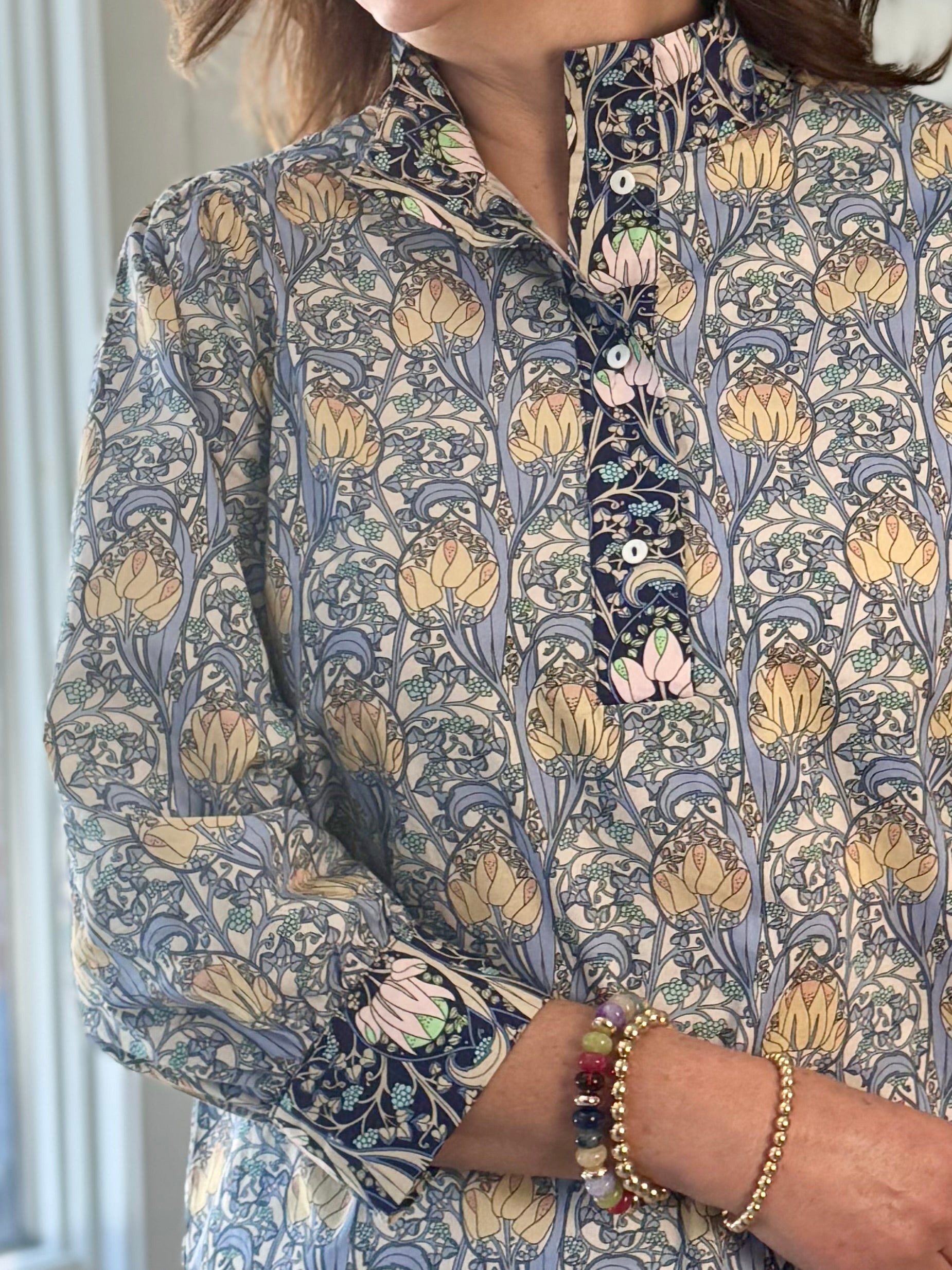 Timeless Floral Print Blouse - Blue