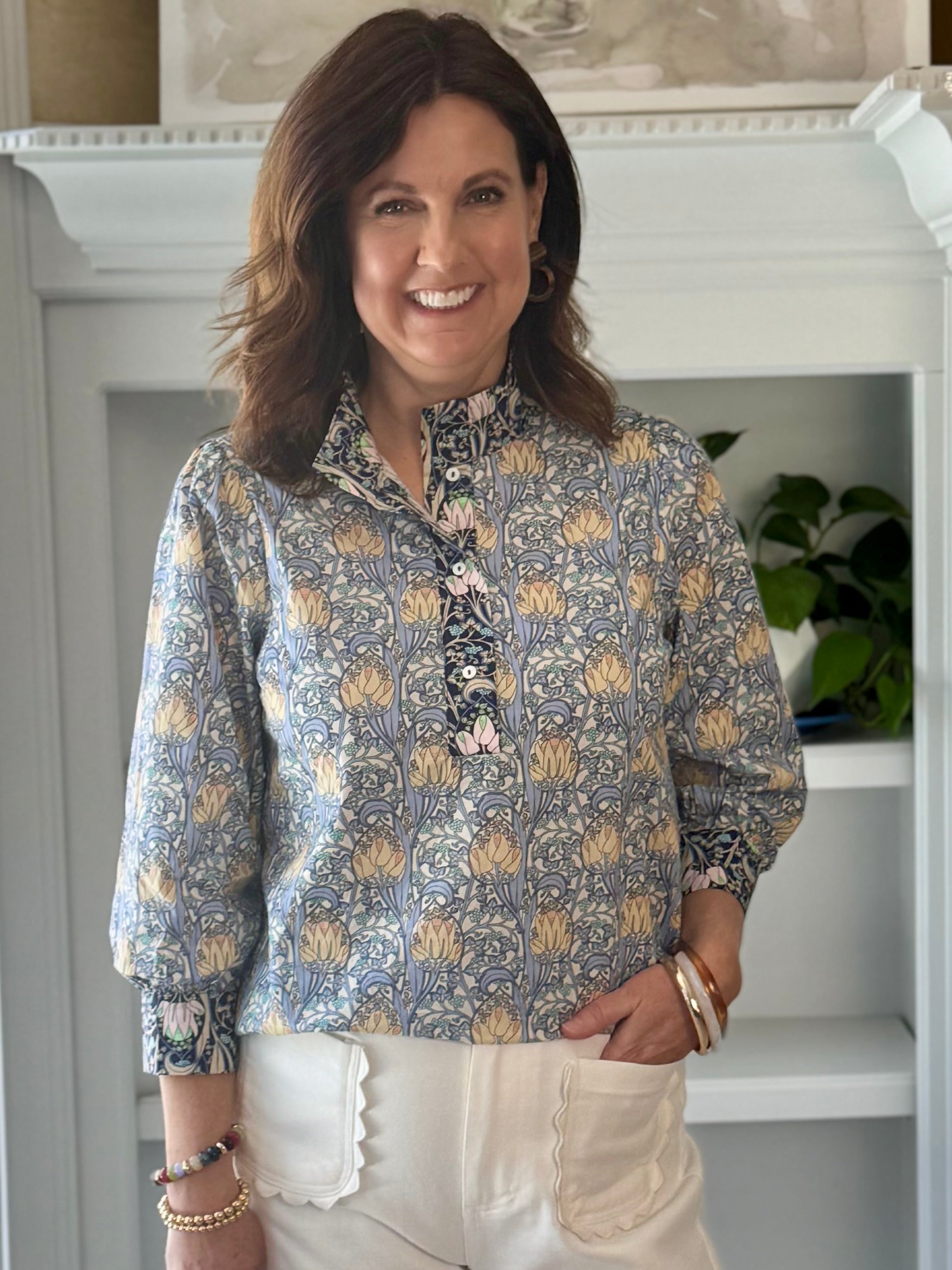 Timeless Floral Print Blouse - Blue