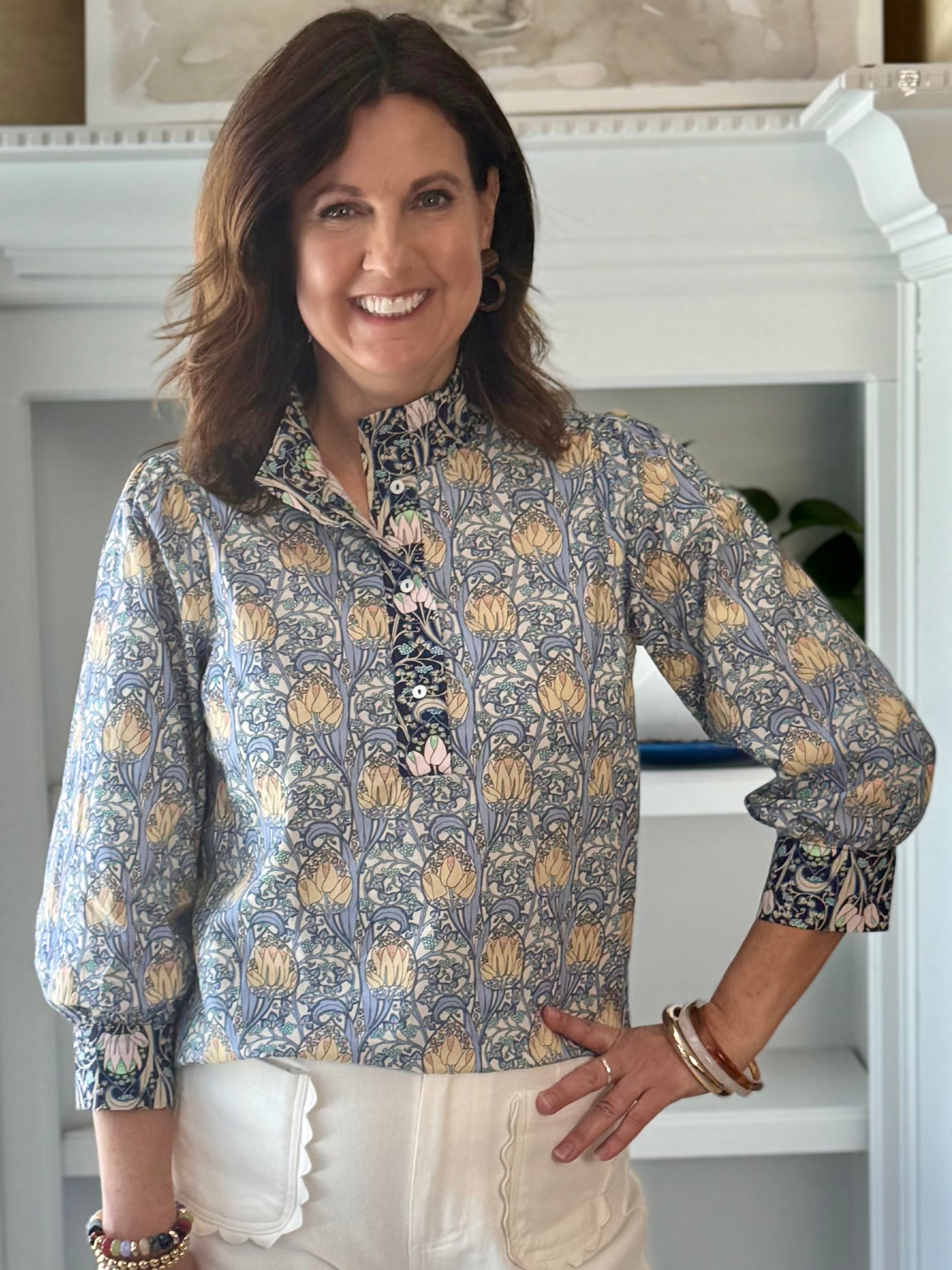 Timeless Floral Print Blouse - Blue